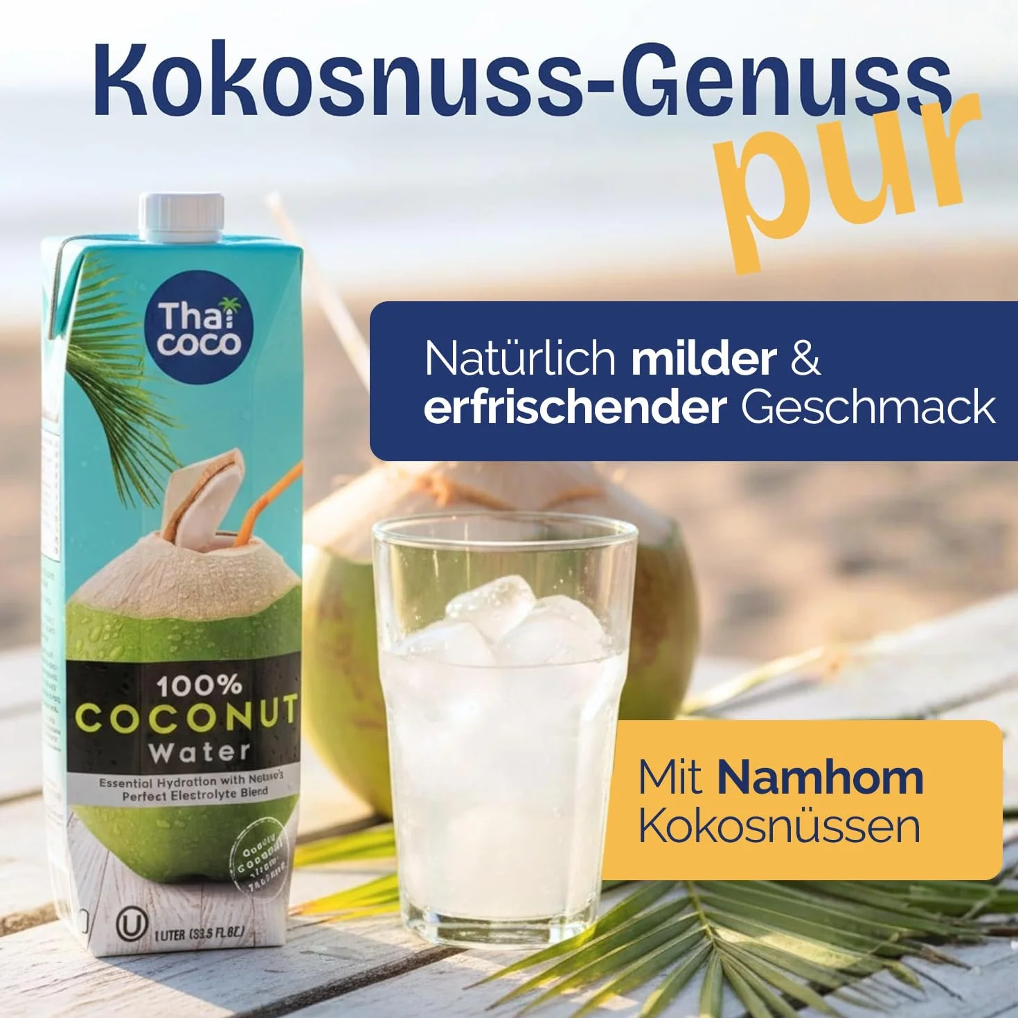 Thai Coco 100% agua de coco Nam Hom, hidratante natural, 350 ml
