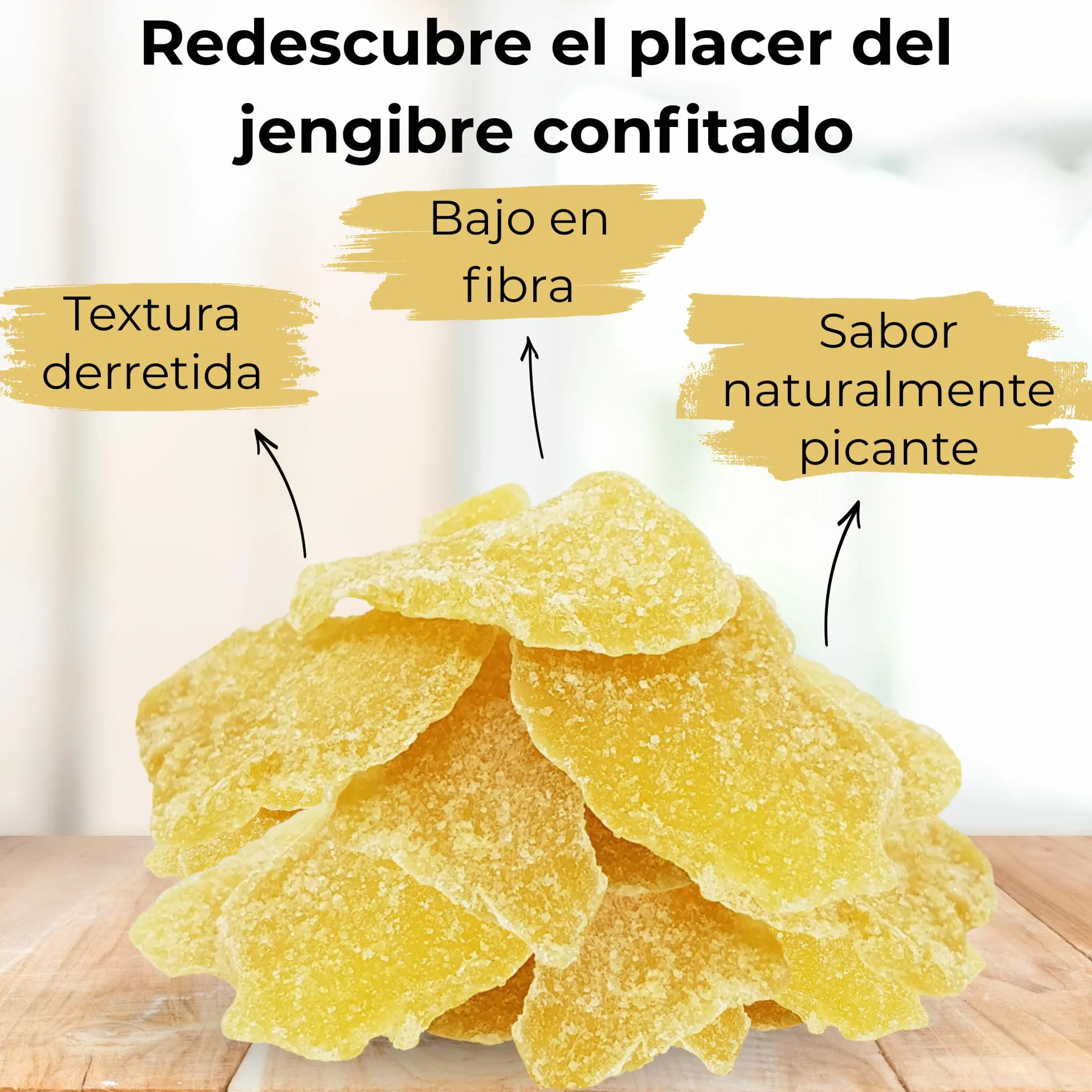 MA bio-épicerie - Jengibre Confitado Ecológico en Láminas 440 g - Jengibre Deshidratado a Granel sin Conservantes - Fruta Confitada Eco para Cocina y Degustación