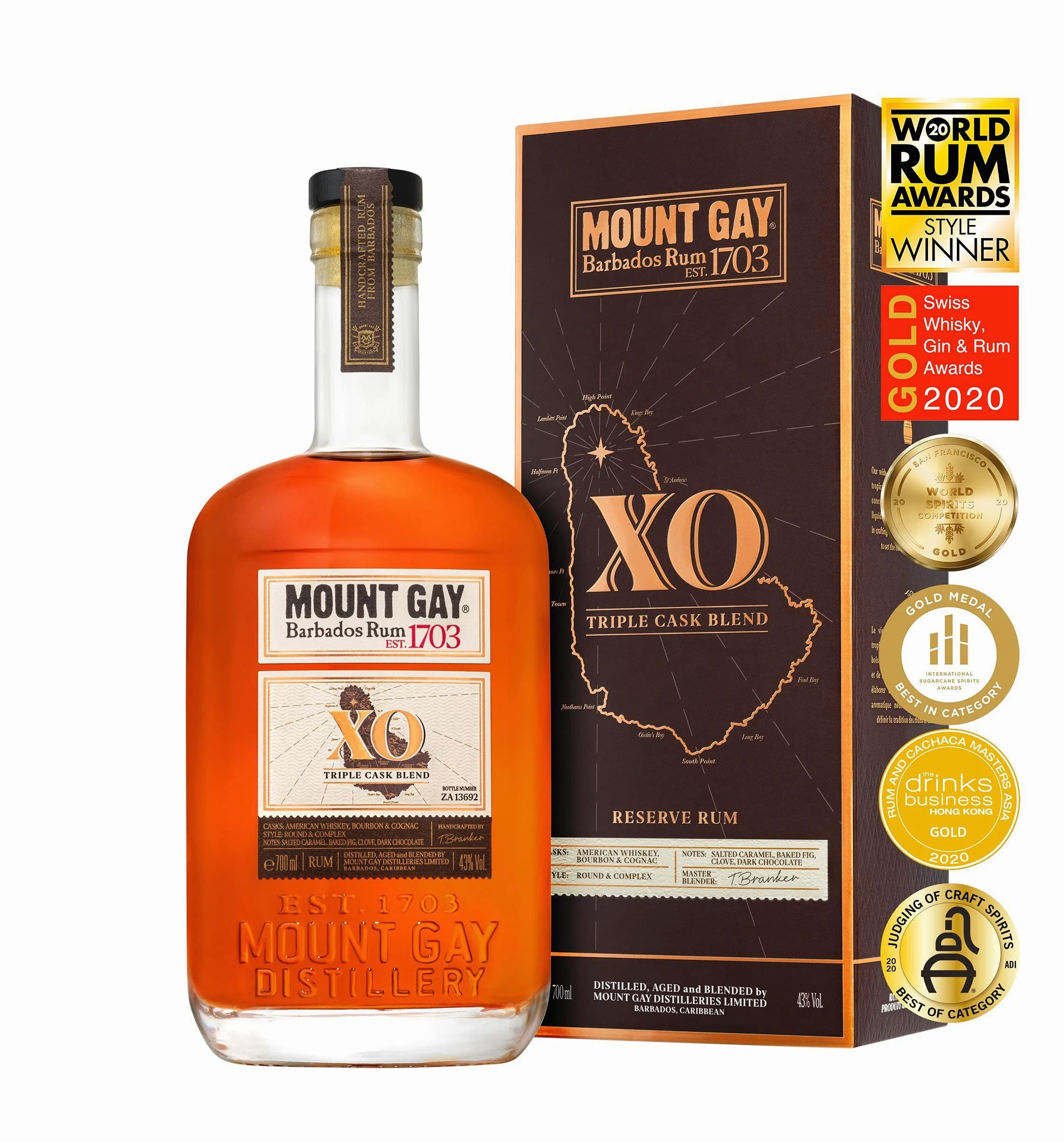 Mount Gay 1703 XO Triple Cask Blend 43% Vol. 0,7l in Giftbox