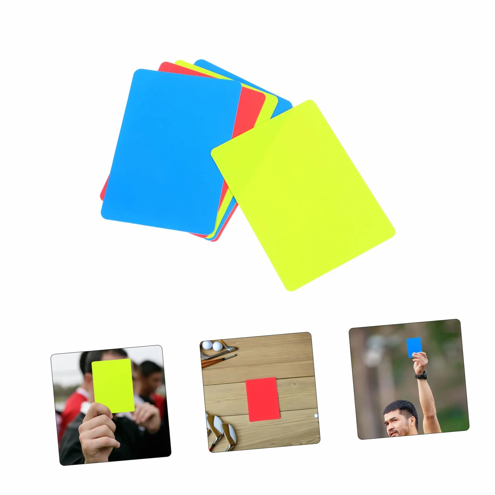 TOYANDONA Juego de 6 Tarjetas de Árbitro de Fútbol Profesional Rojo Amarillo Azul PVC