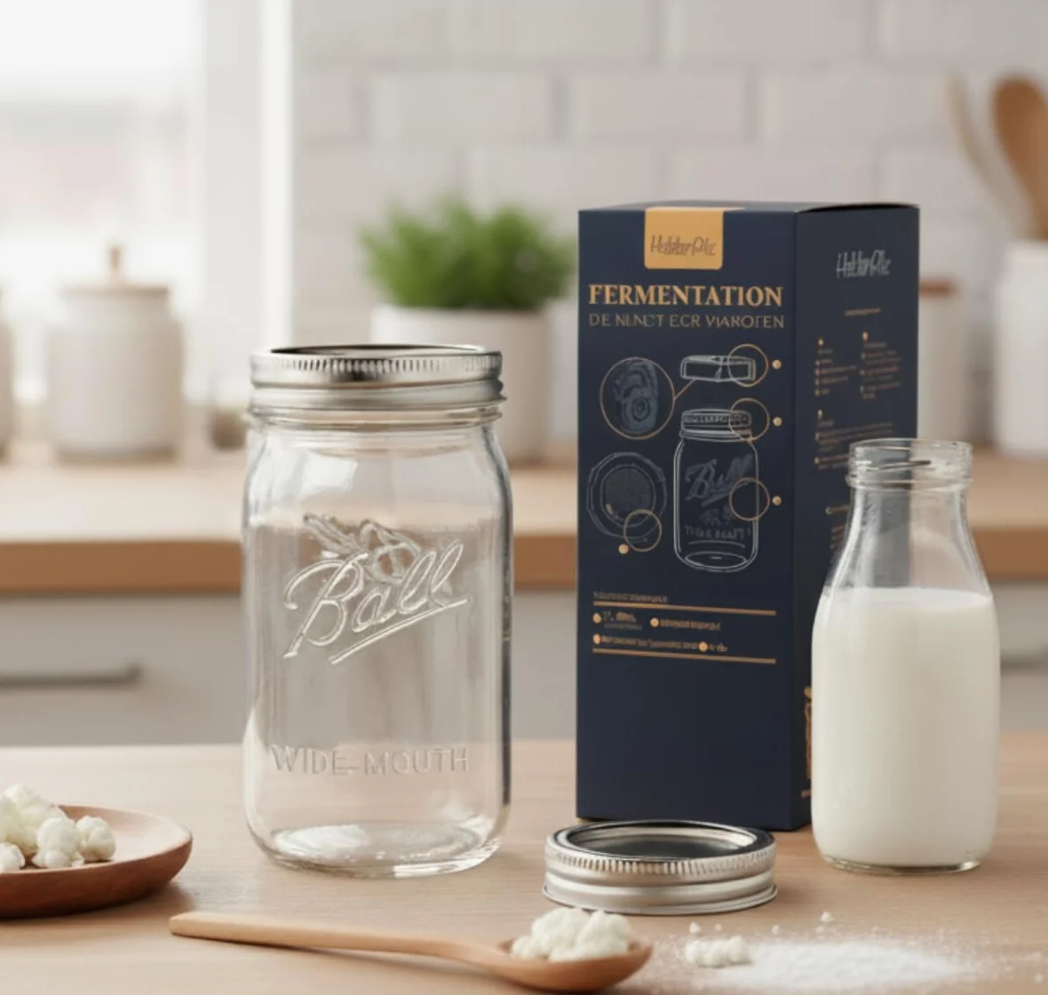 Orgánico Juego de kéfir de leche, cultivo inicial, tubérculos vivos para fermentación reutilizable