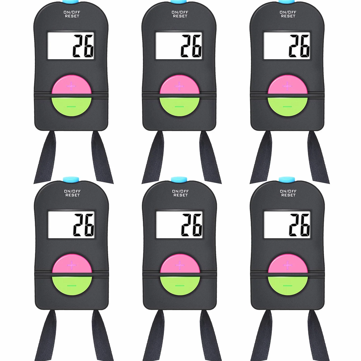 Frienda Contador de Conteo Manual Digital 6 Piezas Clicker Deportes Golf Suma/Resta Electrónico con Cordón