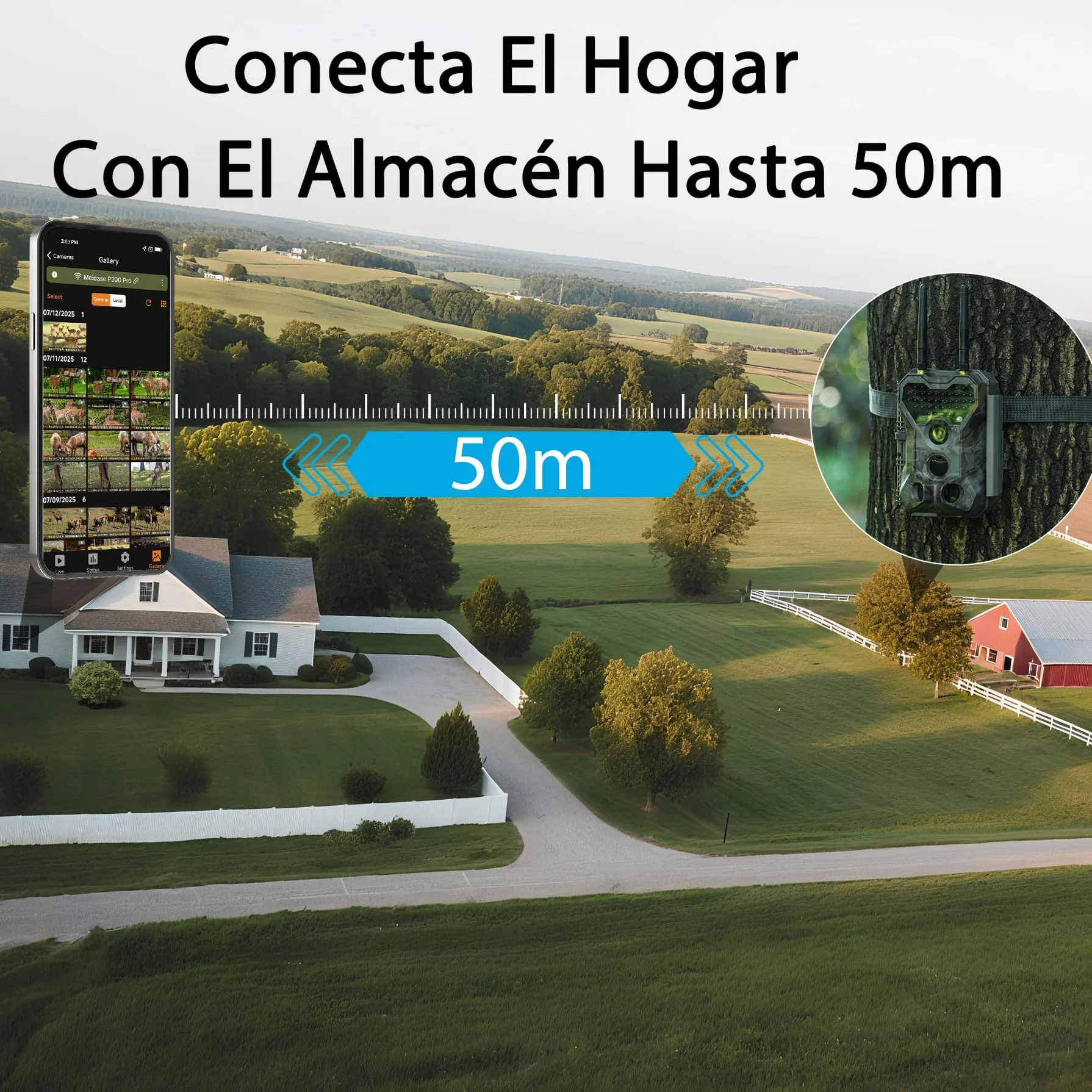 Meidase P300 Cámara de Caza WiFi Bluetooth 50m Alcance 64MP 1296p Visión Nocturna IP66 Impermeable