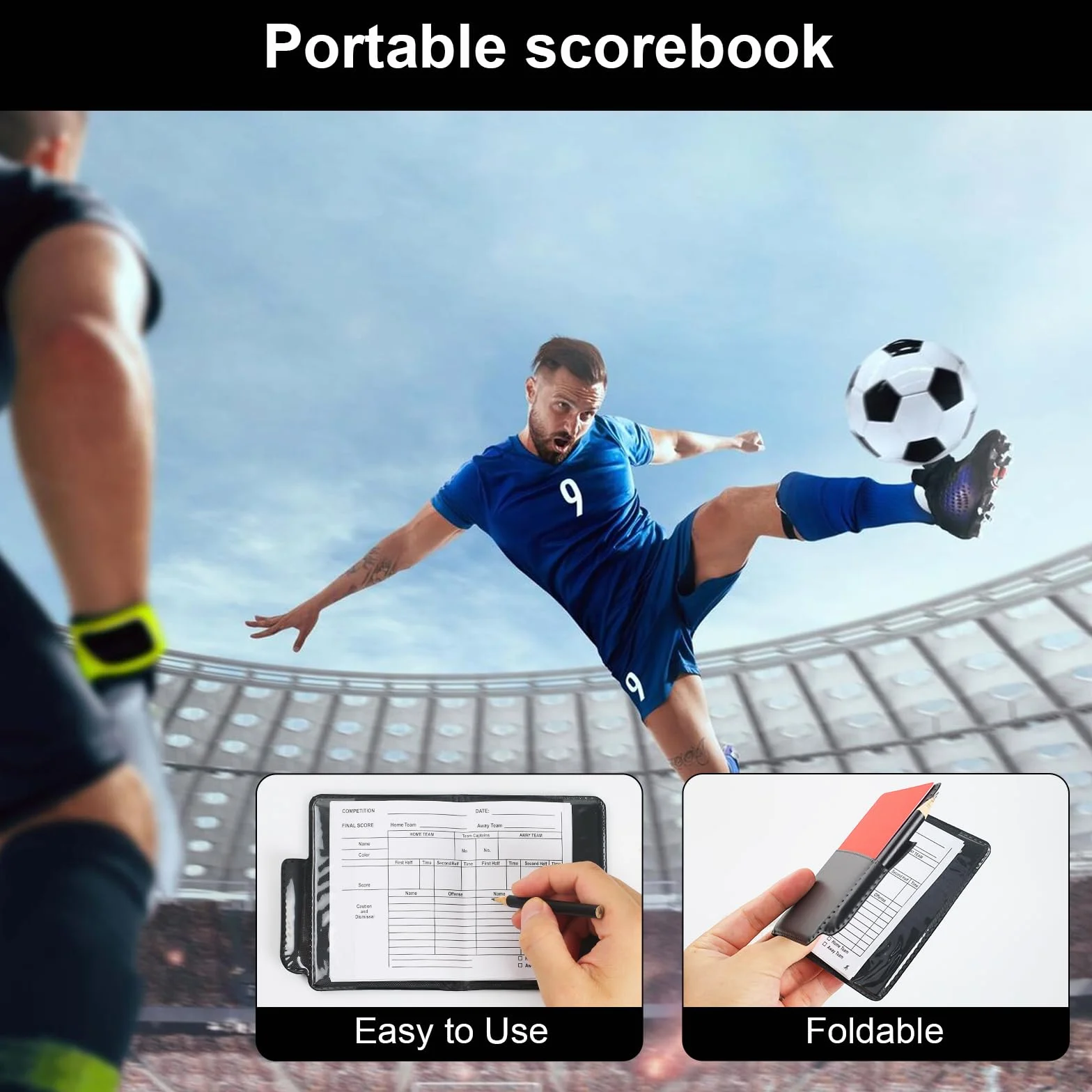 Kit de Tarjetas de Árbitro Fútbol, Juego con Silbato, Tarjetas Roja y Amarilla PVC