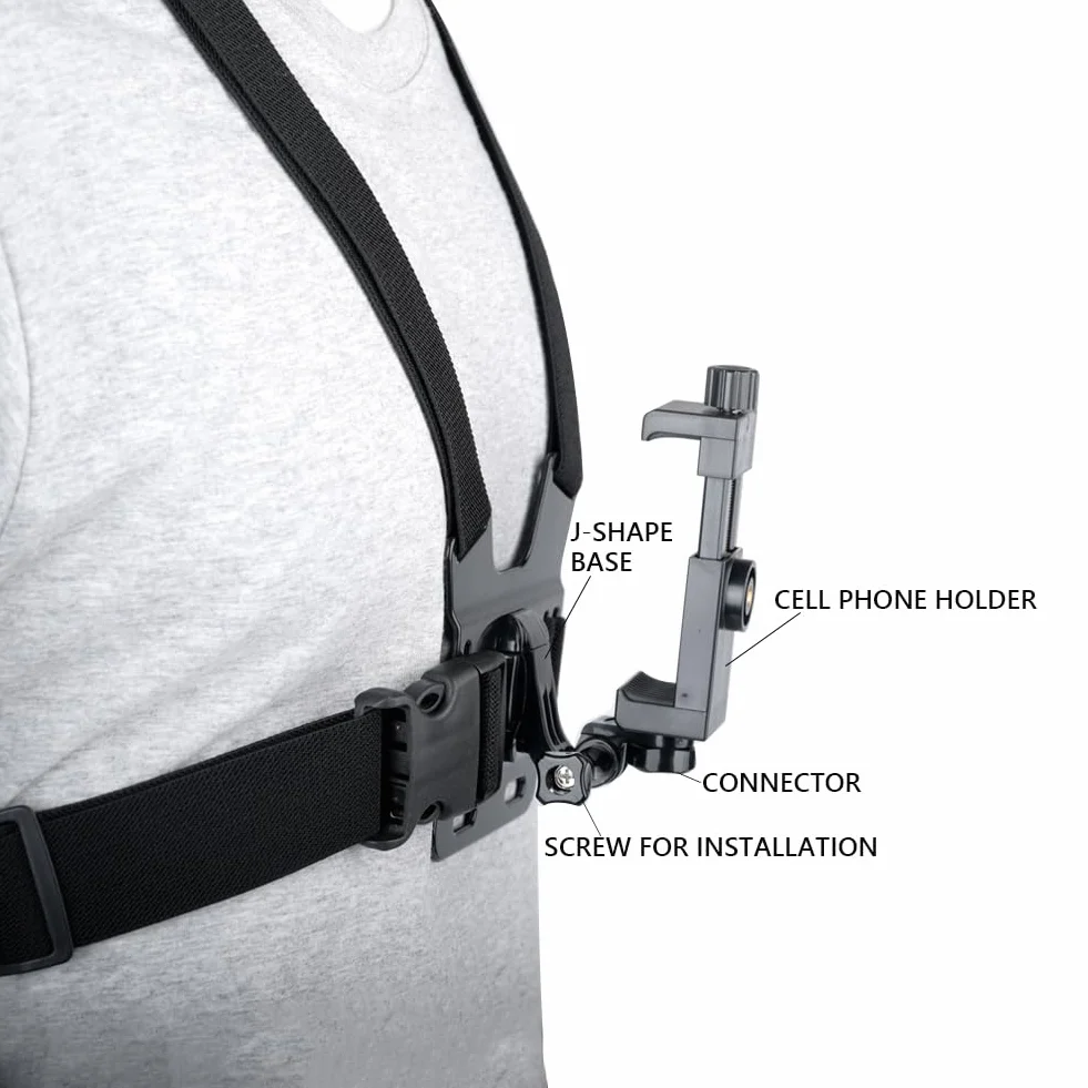 Arnés de Pecho Ajustable con Soporte Móvil y Trípode para DJI, GoPro y Cámaras de Acción