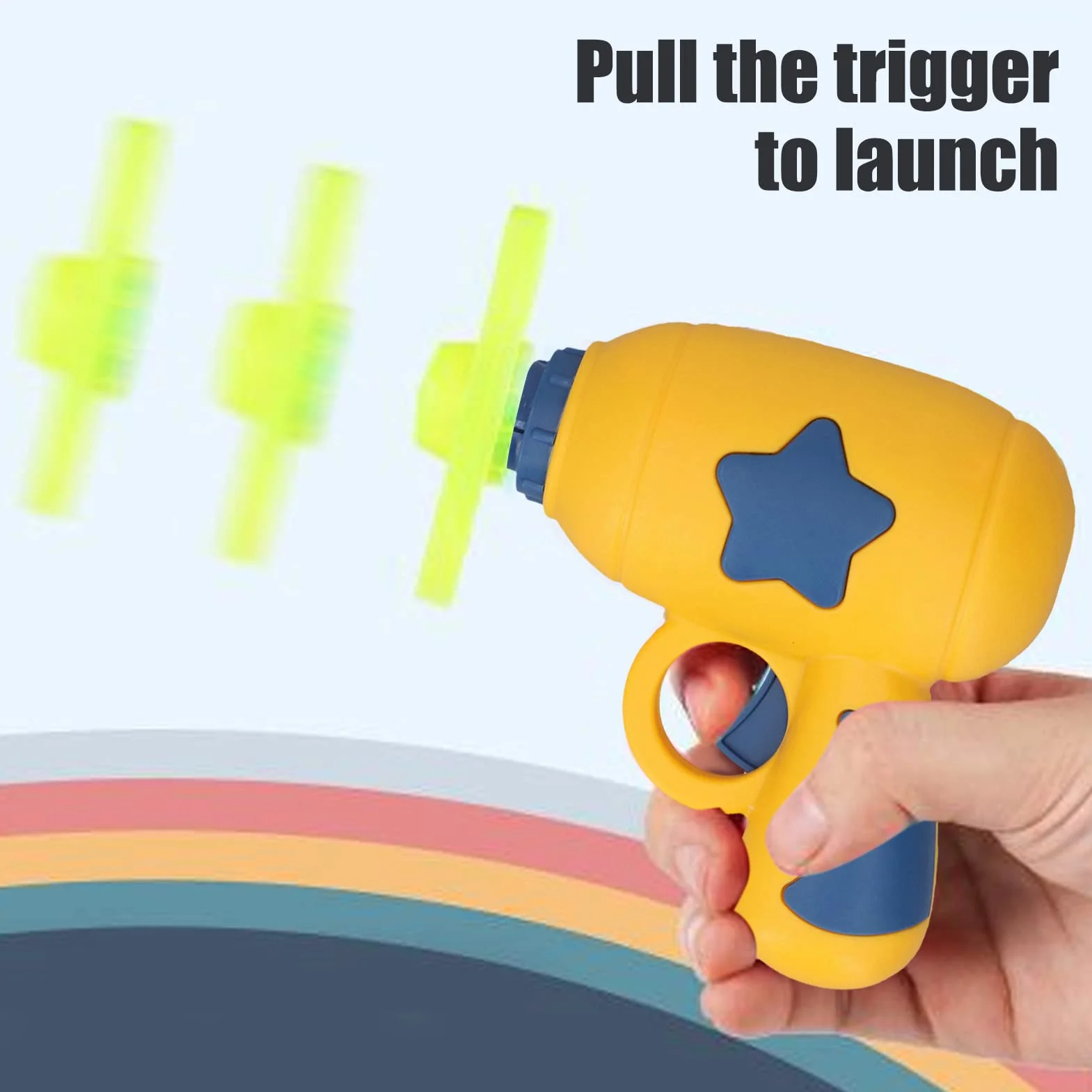 RiToEasysports Juguete Lanzador de Disco Volador 3 en 1 Pistola Giroscopio con Luz LED para Niños