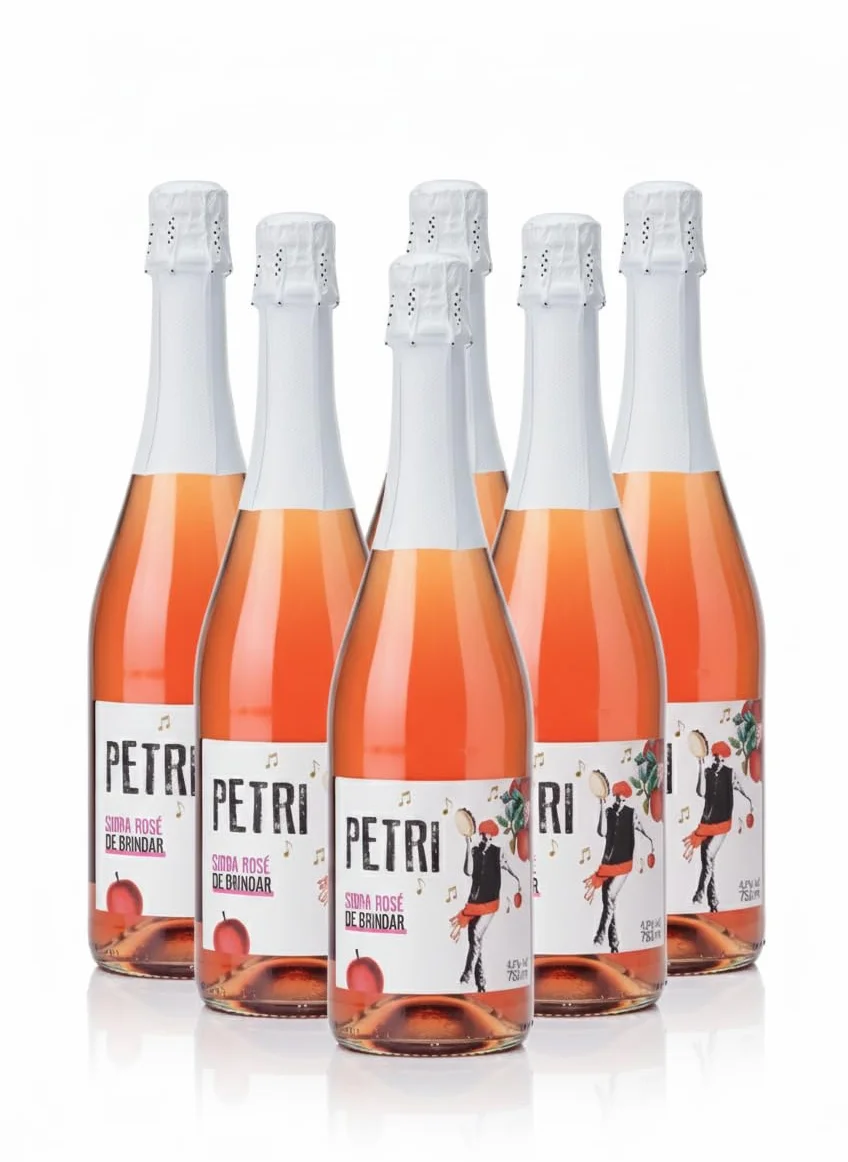 Petritegi Sidra Petri Rosé Pack 6 x 750 ml | Sidra Artesanal de Astigarraga | Sabor Frutos Rojos y Manzana Verde | Vegana sin Gluten | 4.8% Vol