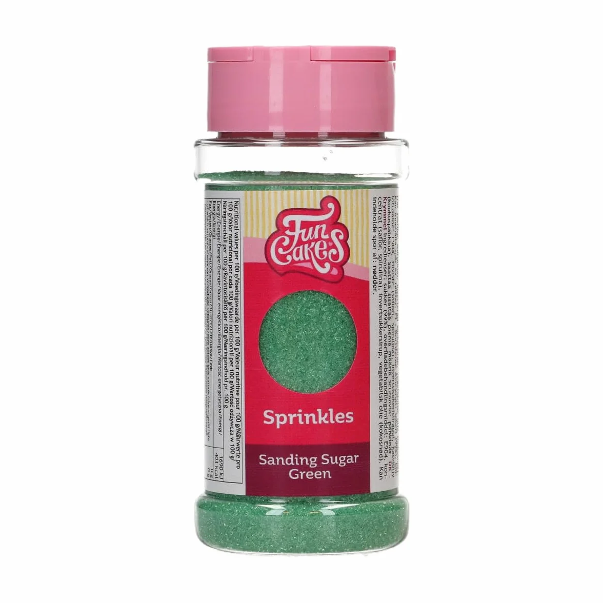 FunCakes Sanding Sugar Green, Verde: Sabor Excelente, Perfecto para Decorar Tartas, Cakepops, Caramelos, Galletas, Magdalenas, Cupcakes - 80 g