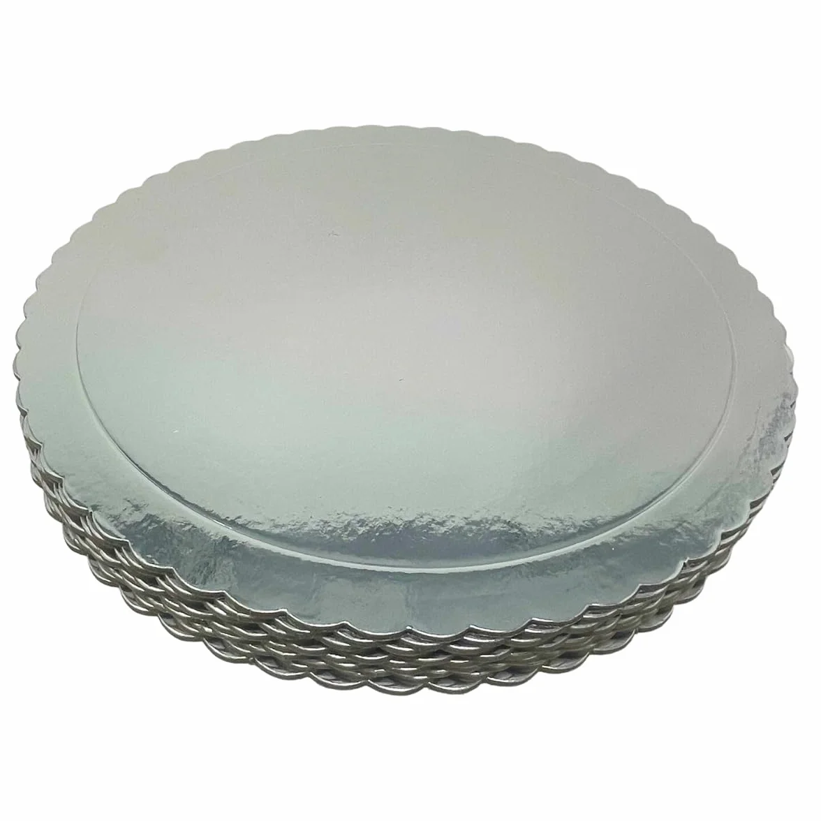 Decoraciondulce 10 x Discos/Bases Extrafuerte de 25cm X 3 Mm. Altura para pasteles (Plata)