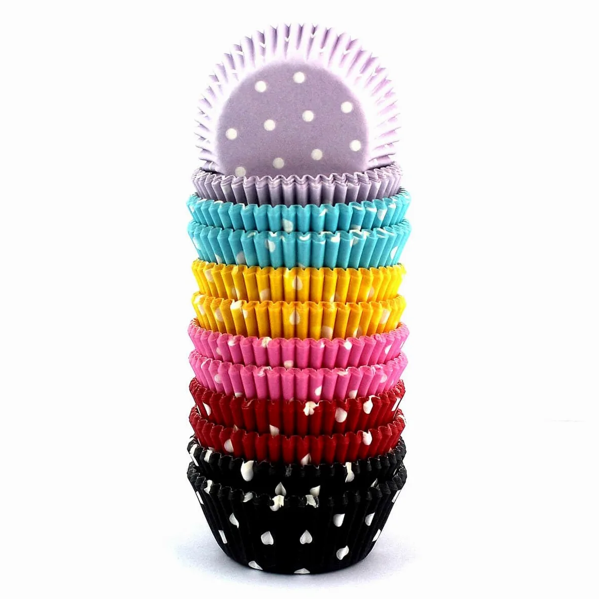 Rainbow Mini Polka Dots Cupcake Liners 300 unidades, sin olor, grado alimenticio y a prueba de grasa