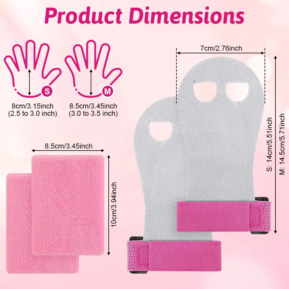 DiULi Almohadillas de Agarre para Niños, Juego de Palma de Piel para Dominadas, Gymnastic Hand Grips con Muñequeras