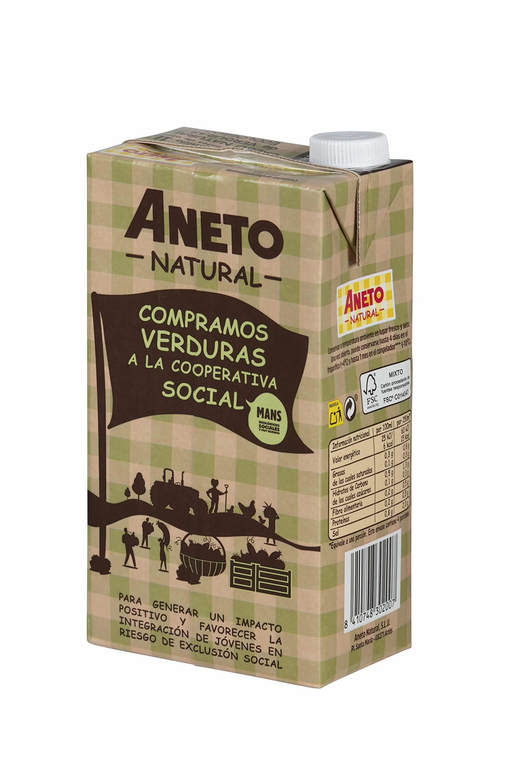 Aneto 100% Natural - Caldo de Verduras Ecológicas - caja de 6 unidades de 1L