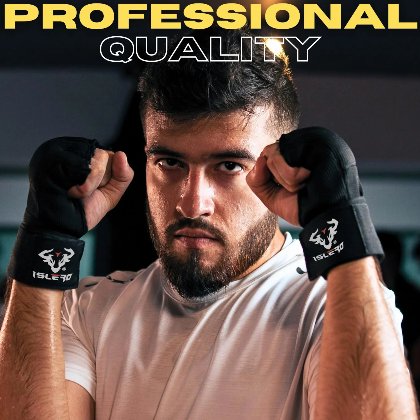 Guantes de boxeo Islero 93 cm, correas de muñeca largas, protección elástica acolchada para puños, Muay Thai