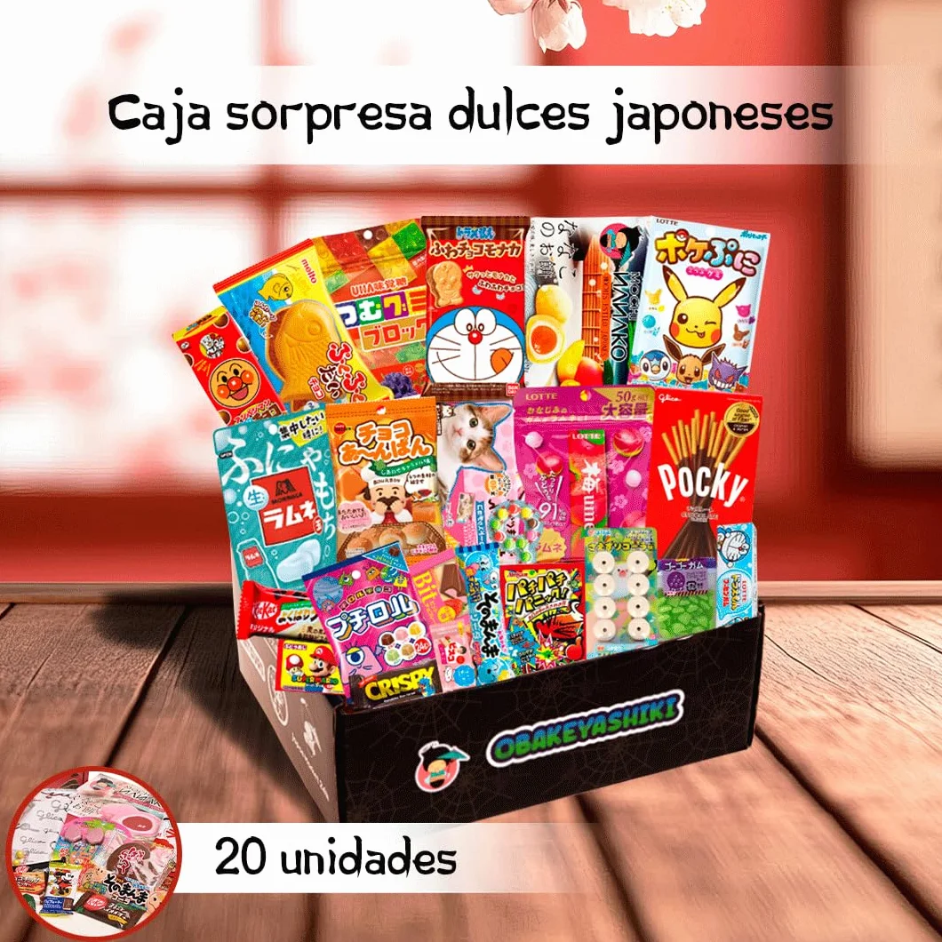 JapanBox Edición Especial Chuches Japonesas Sorpresa Premium Surtido Dulces Caramelos Exóticos Chocolate OBAKEYASHIKI