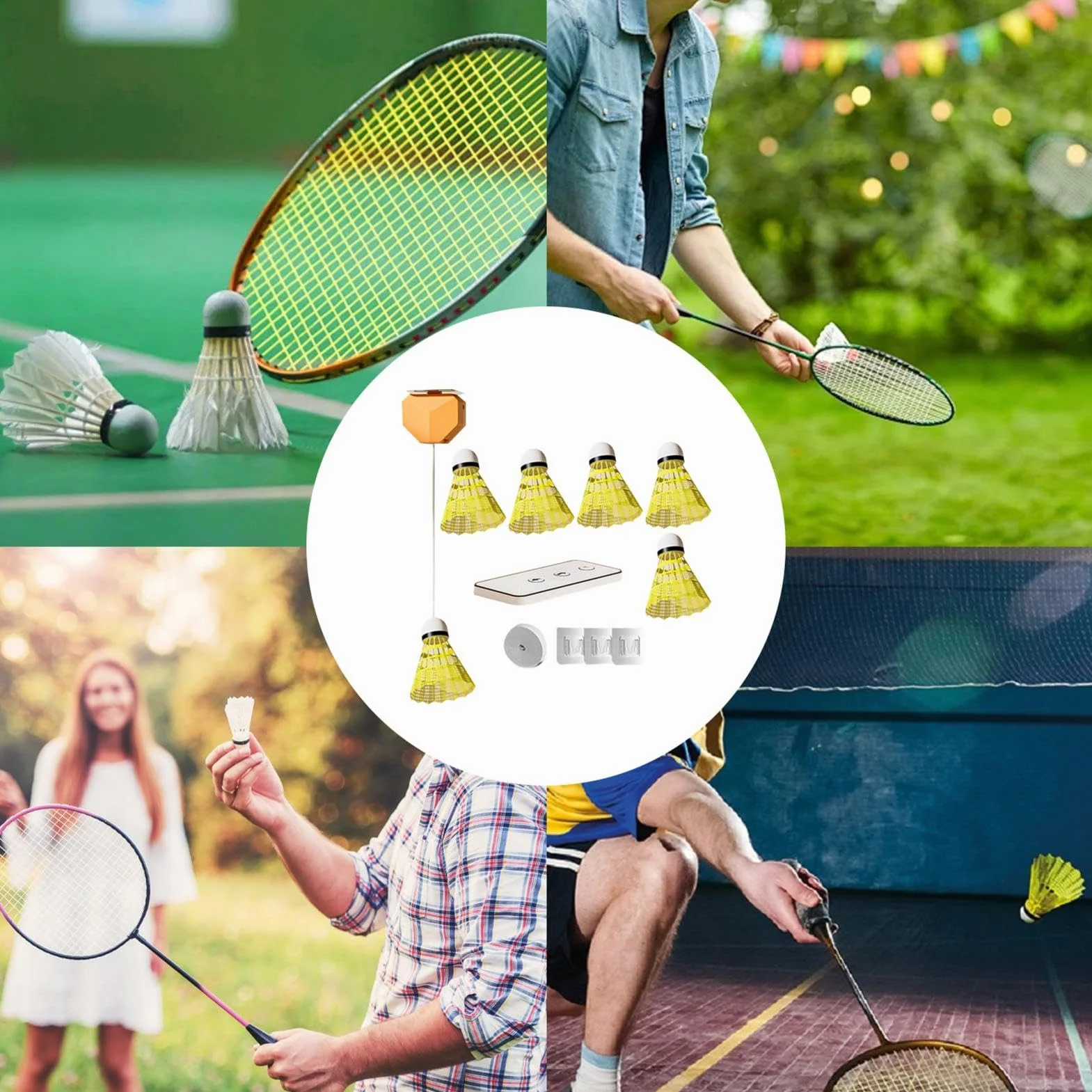 Kit de autoentrenamiento de bádminton para un jugador, herramienta multifuncional de práctica