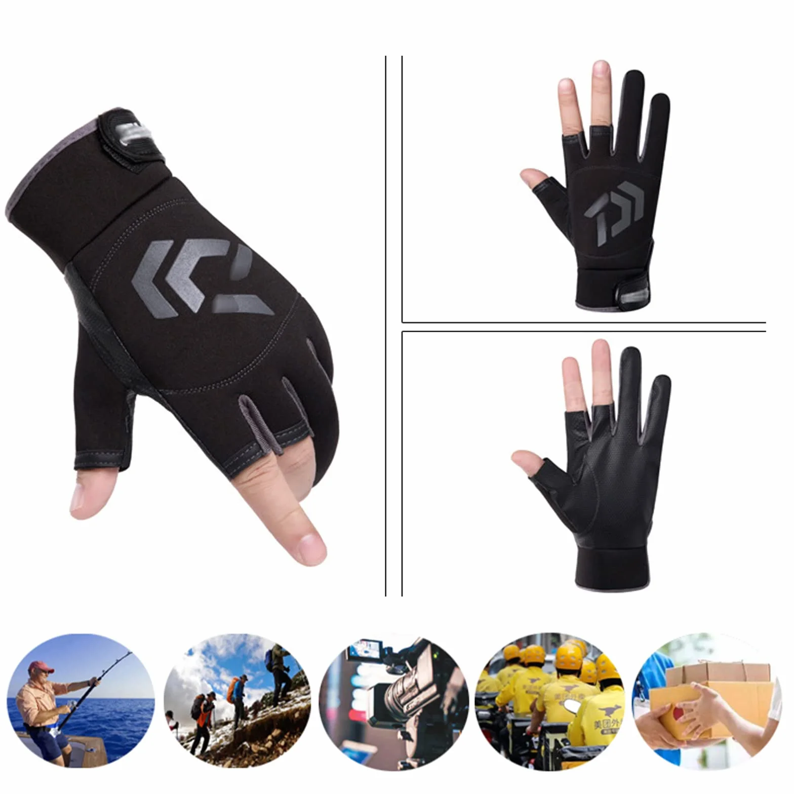 Guantes De Pesca Con Tres Dedos Antideslizantes De Verano Para Hombre Ajustable
