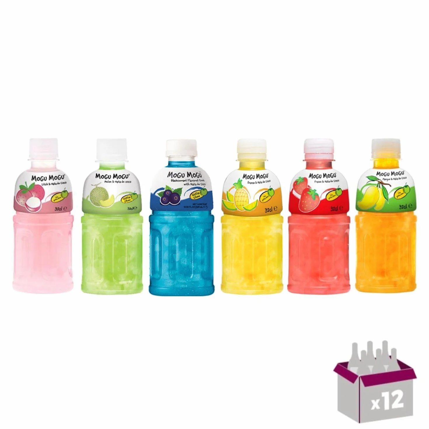 Mogu Mogu Litchi Melón Grosella Negra Piña Fresa Mango 12x32cl