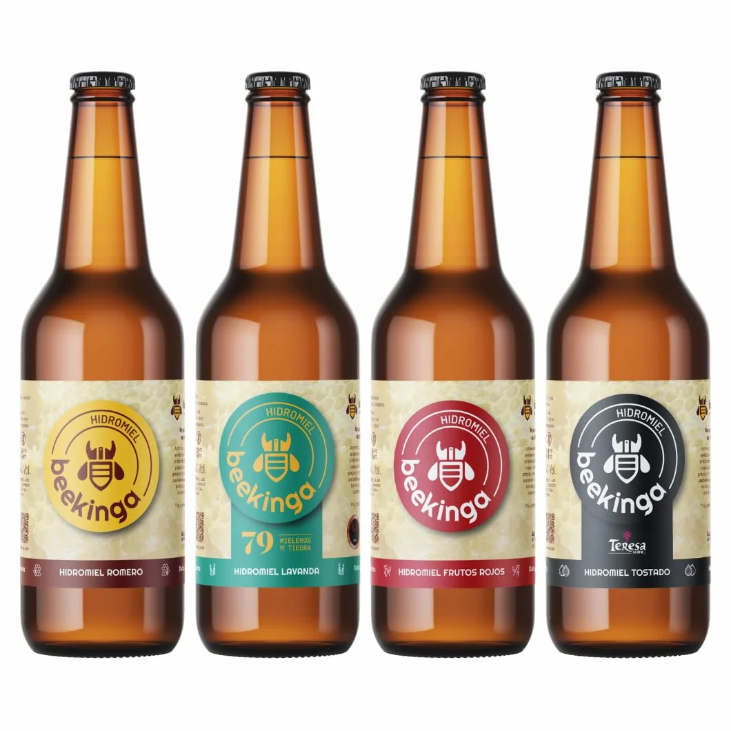 Pack Degustación Hidromiel Beekinga 6 botellines 33cl Romero Lavanda Tostado Frutos Rojos