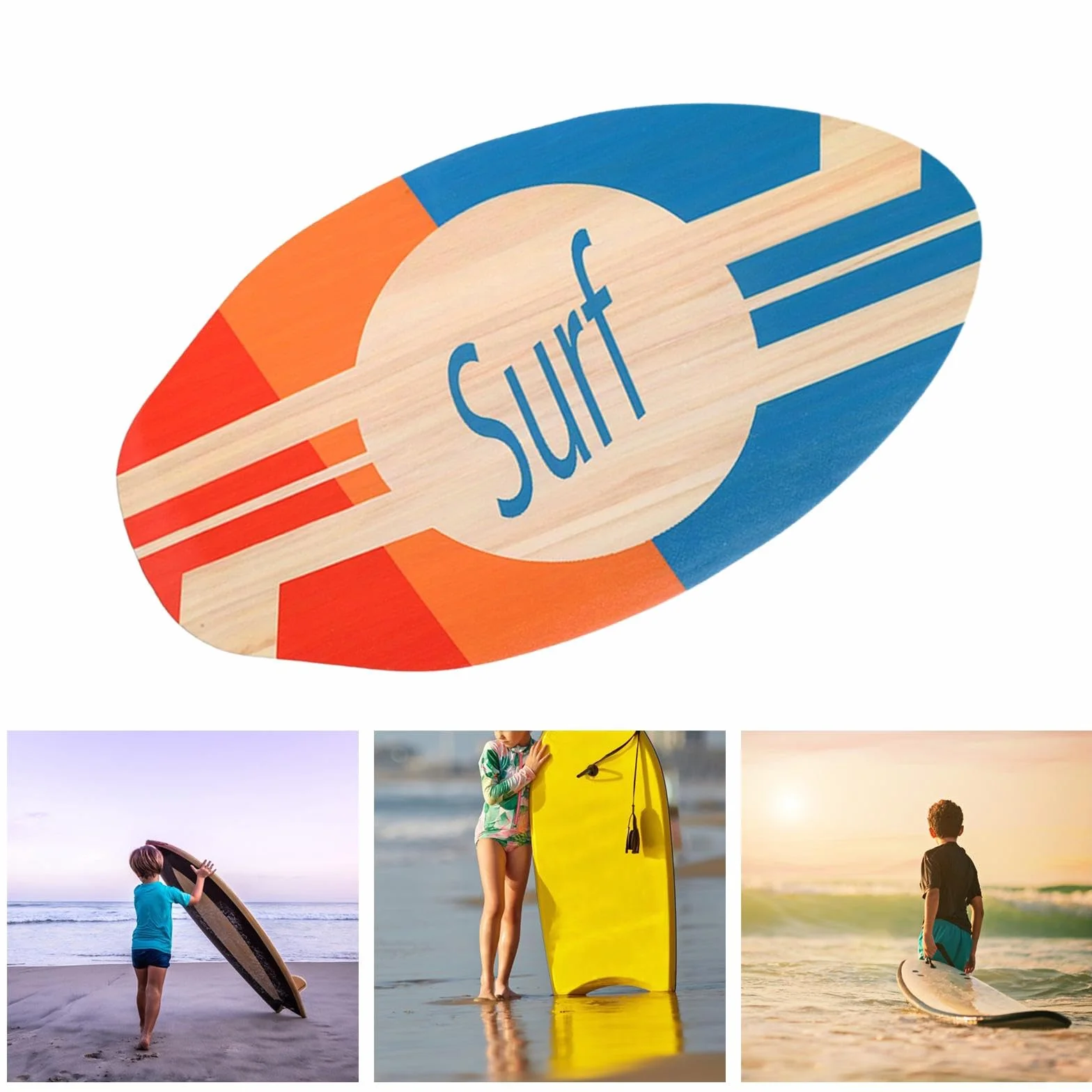 Harilla Skimboard para Niños Tabla de Surf 30 Pulgadas Portátil Buena Fricción Principiantes Deportes Acuáticos