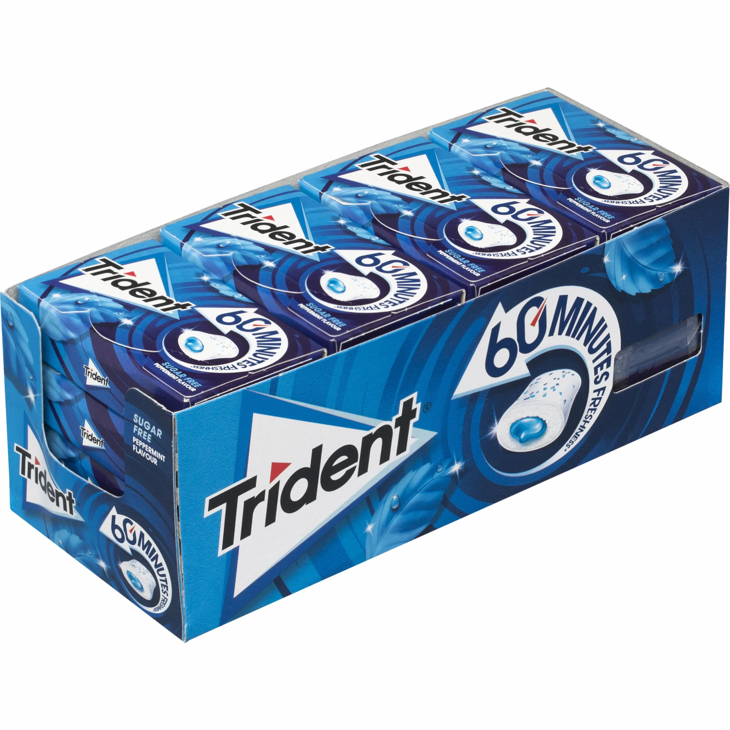 Trident 60 Minutos Menta - Chicles sin Azúcar con Sabor a Menta - Paquete de 16 Envases 22 g