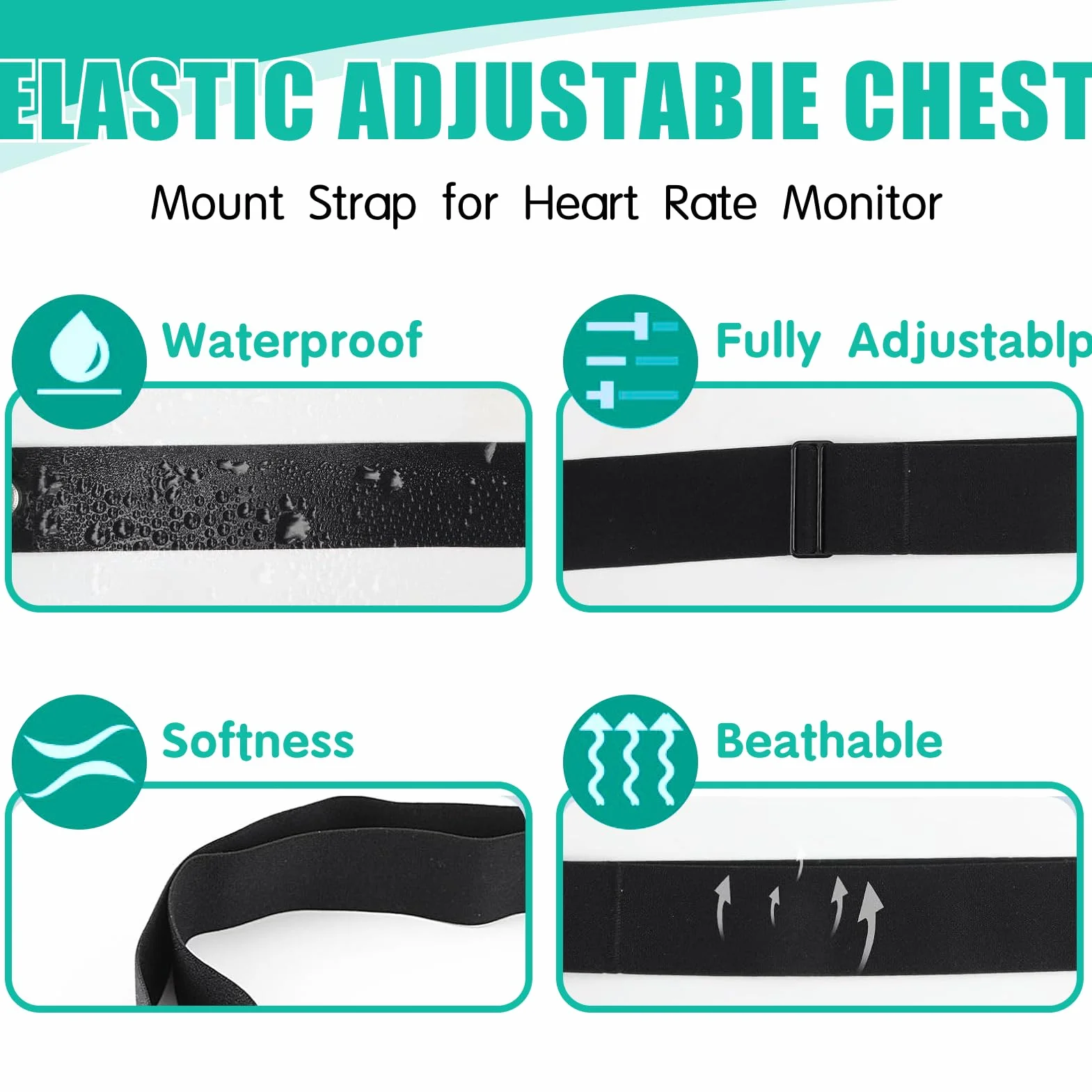 Chest Strap Replacement Elastic 45 mm for Garmin Wahoo Polar H10 H9 H7 Coospo Magene Bryton