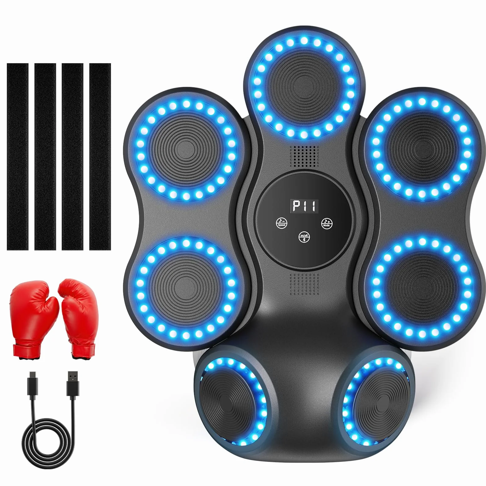 Maquina Boxeo Pared Musical con Bluetooth y Pantalla LED, 9 Velocidades, 11 Modos Entrenamiento