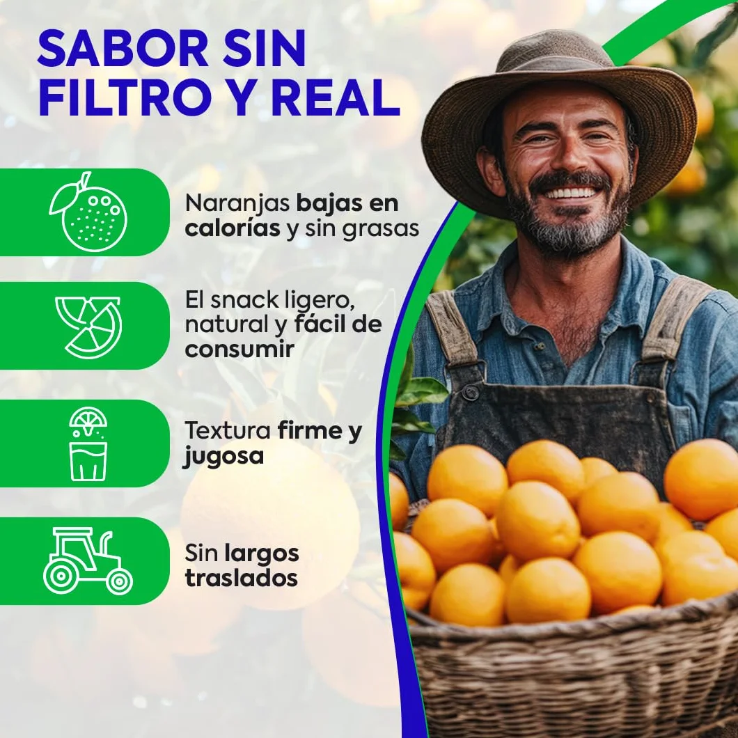 Naranjas de Valéncia directas del árbol recién recolectadas - del árbol a tu mesa sin tratamientos post cosecha - cajas de 5, 9, 15 y 19kg - fruta natural valenciana - naranja de mesa (9KG)
