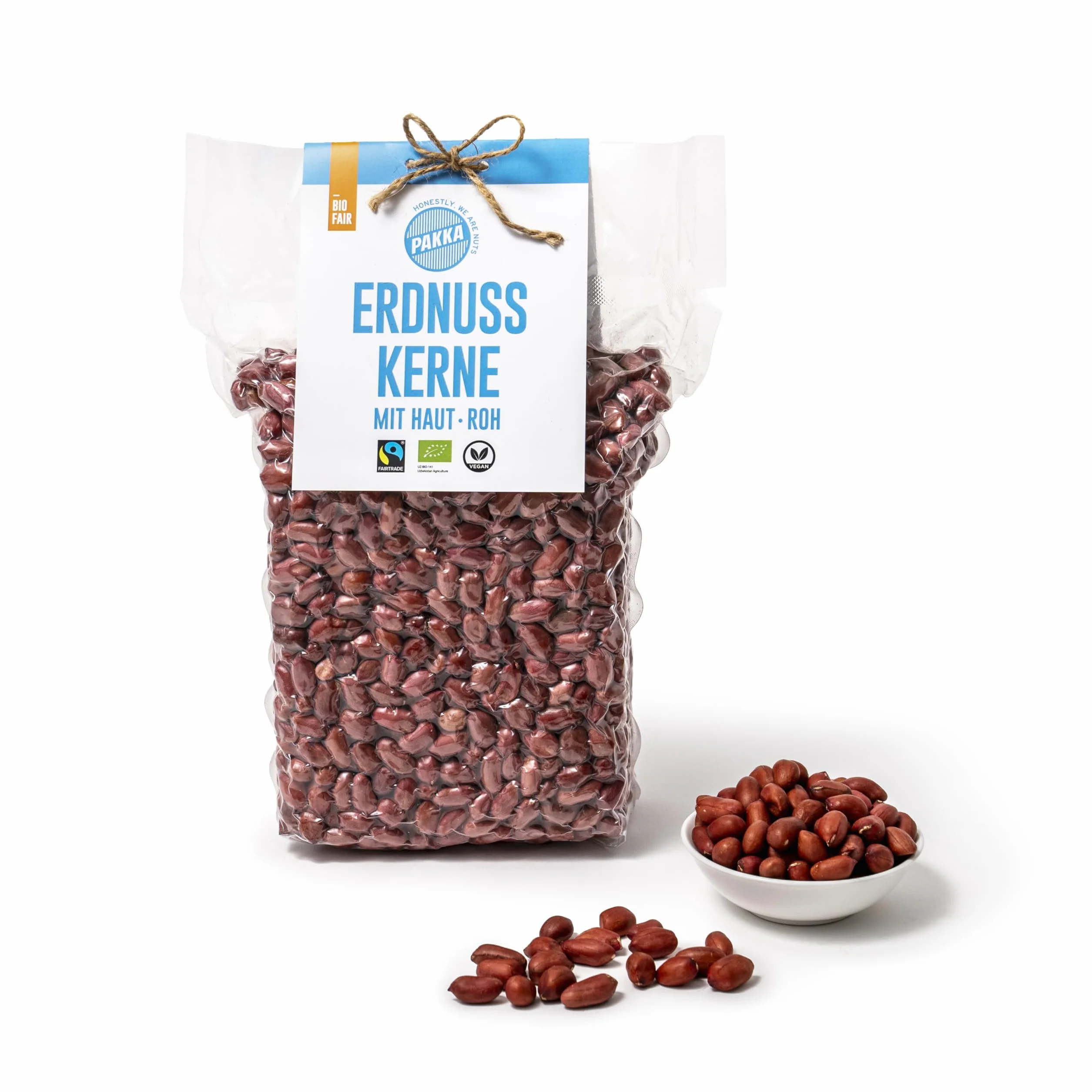 Cacahuetes crudos ecológicos comercio justo con piel roja 1 kg de pequeños agricultores de Uzbekistán veganos