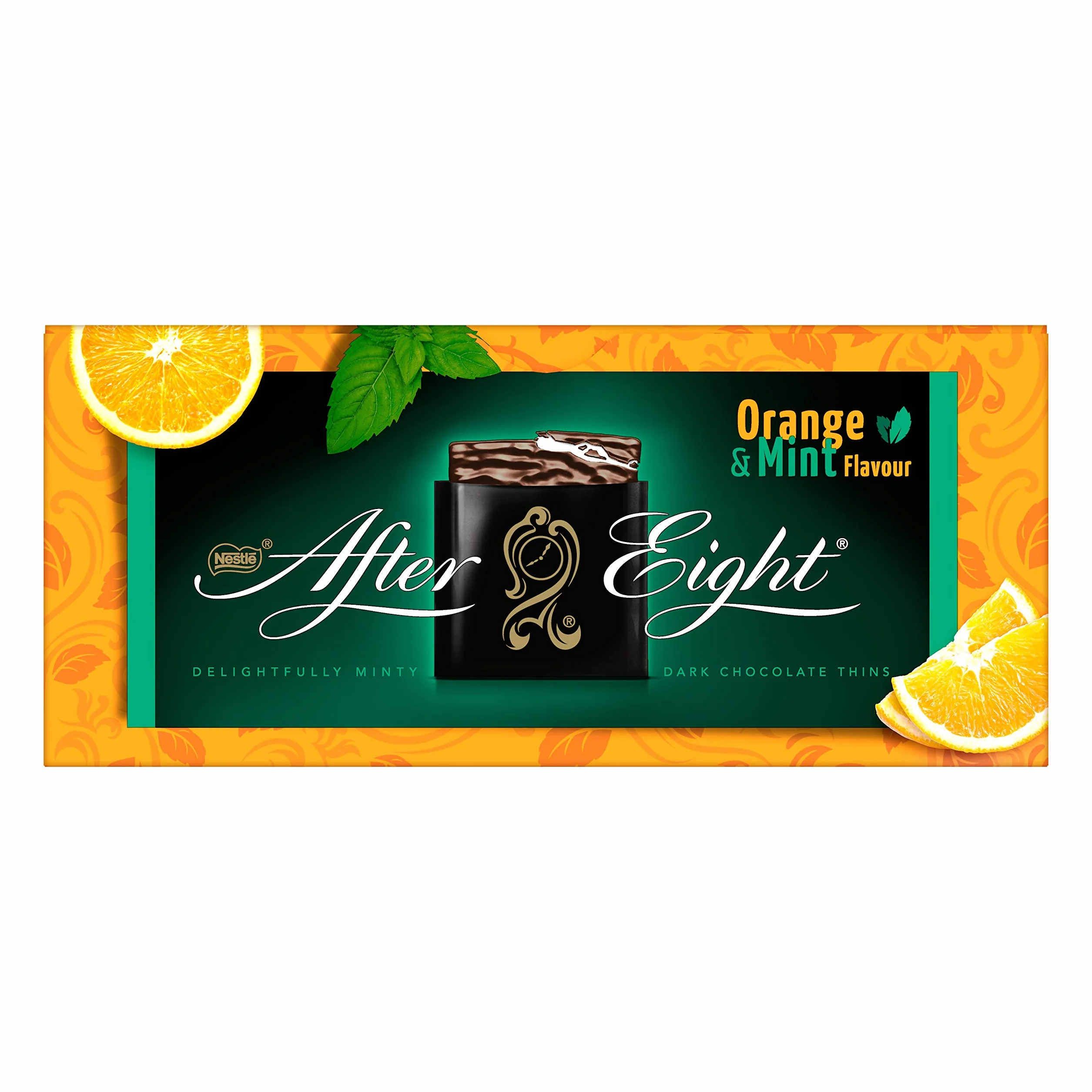 After Eight Láminas de Chocolate Negro con Interior de Menta y Naranja, 200g
