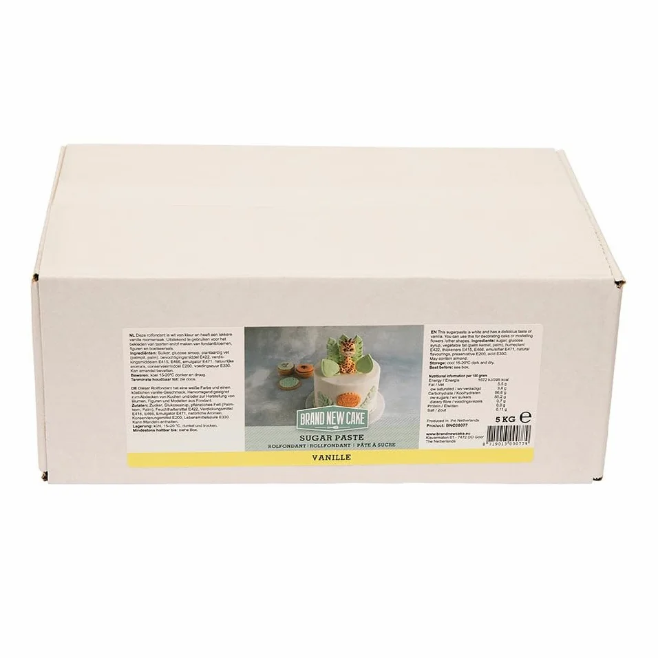 BrandNewCake® Fondant Blanco Sabor Vainilla 5kg - Decoración de Tartas - Ideal para Repostería