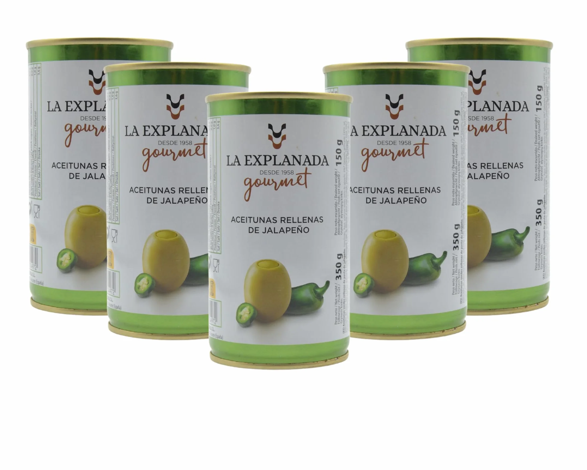 Aceitunas Rellenas de Jalapeño Pack 15 uds 2250g Picante Medio Origen Español
