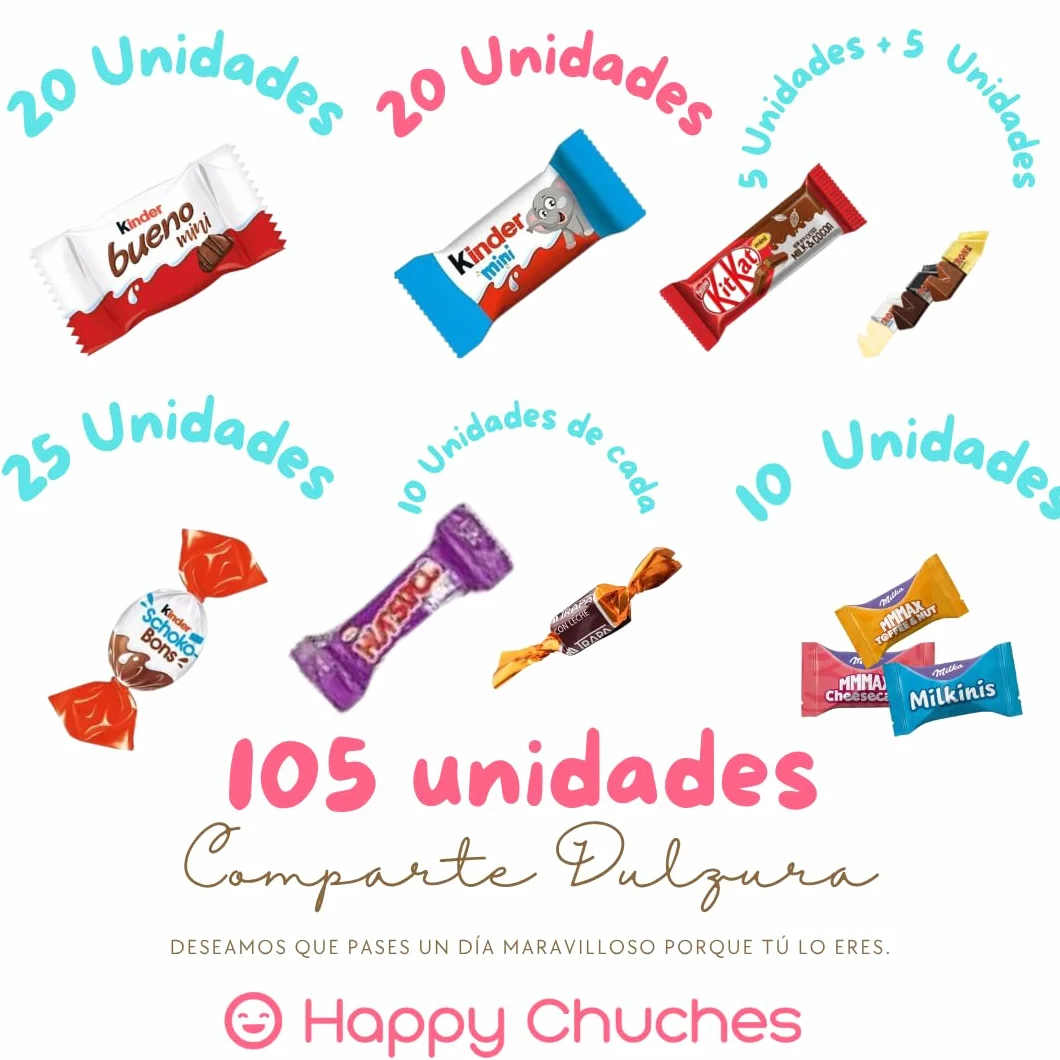 105 mini chocolates variados chocolatinas mini de primeras marcas populares envueltos individualmente ideal para cumpleaños oficina y eventos halloween regalo navidad
