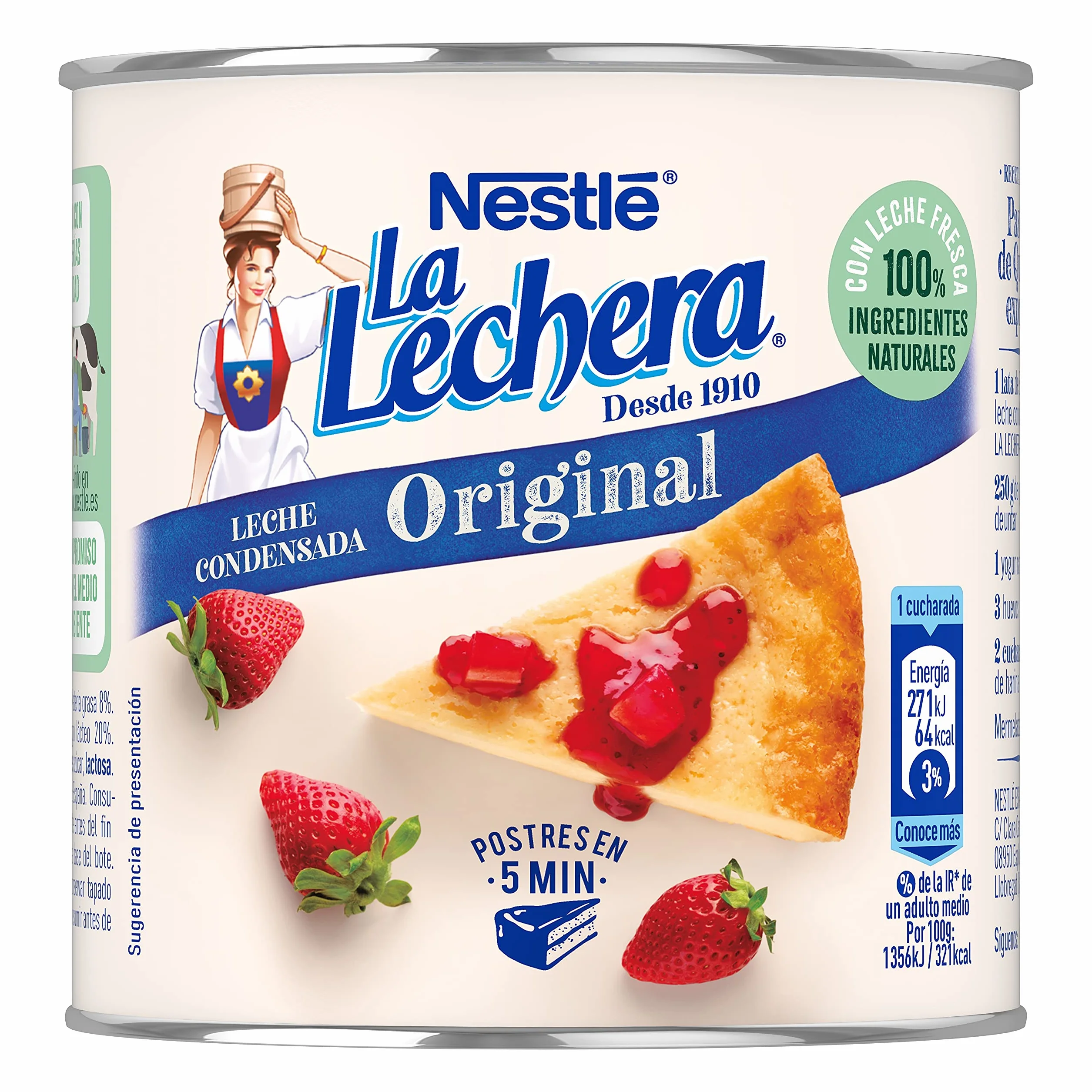 Nestlé La Lechera Leche condensada entera, Lata de 370 gr