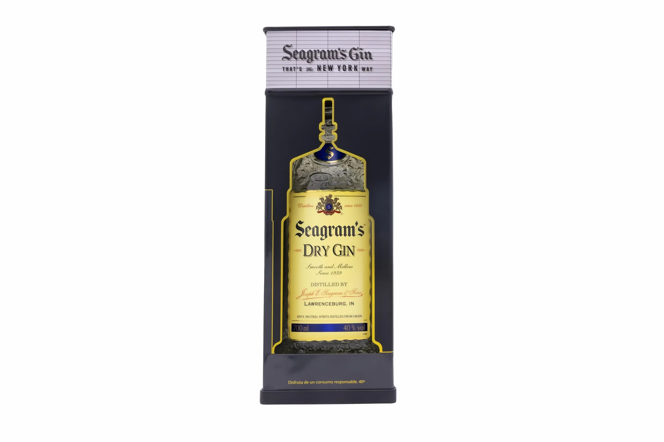 Seagram's Dry Ginebra con Lata Decorativa de Regalo. 700 ml