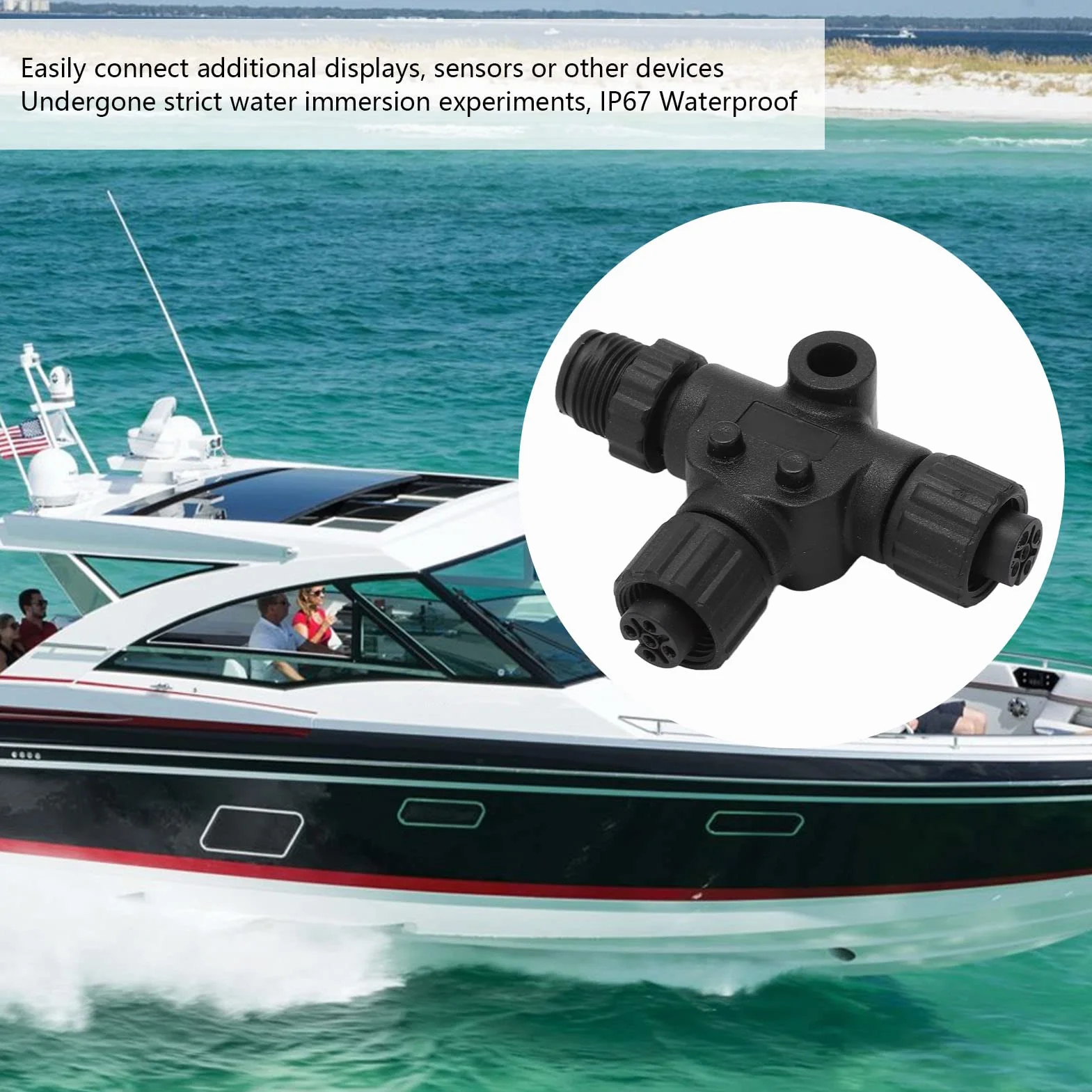 Conector T NMEA 2000 Adaptador Red Marina 3 Puertos 5 Pines M12 IP67 Impermeable Lowrance Simrad B&G Navico