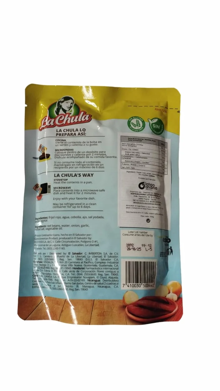 FRIJOLES ROJOS VOLTEADOS LA CHULA - 400g