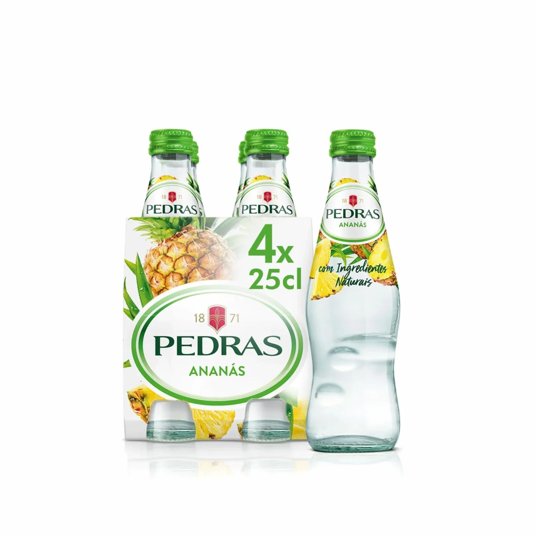 Agua con Gas con Sabor a Piña Pedras – Pack 4x25cl | Refresco Natural, Sin Azúcar, Bebida Saludable y Refrescante