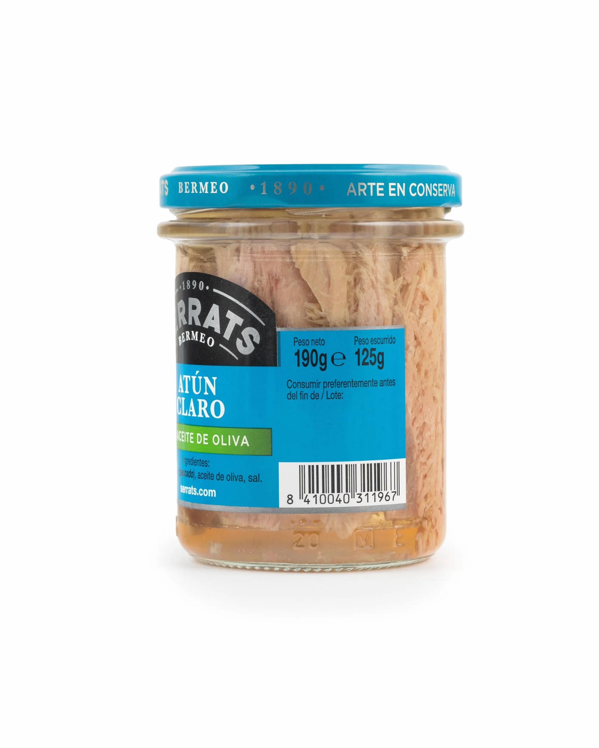 CONSERVAS SERRATS - Atún Claro en Aceite de Oliva Seleccionado - 6 Frascos x 190g (Total: 1140g) - Elaboración Artesanal desde 1890 - Sin Gluten - Rico en Omega 3 – Gourmet