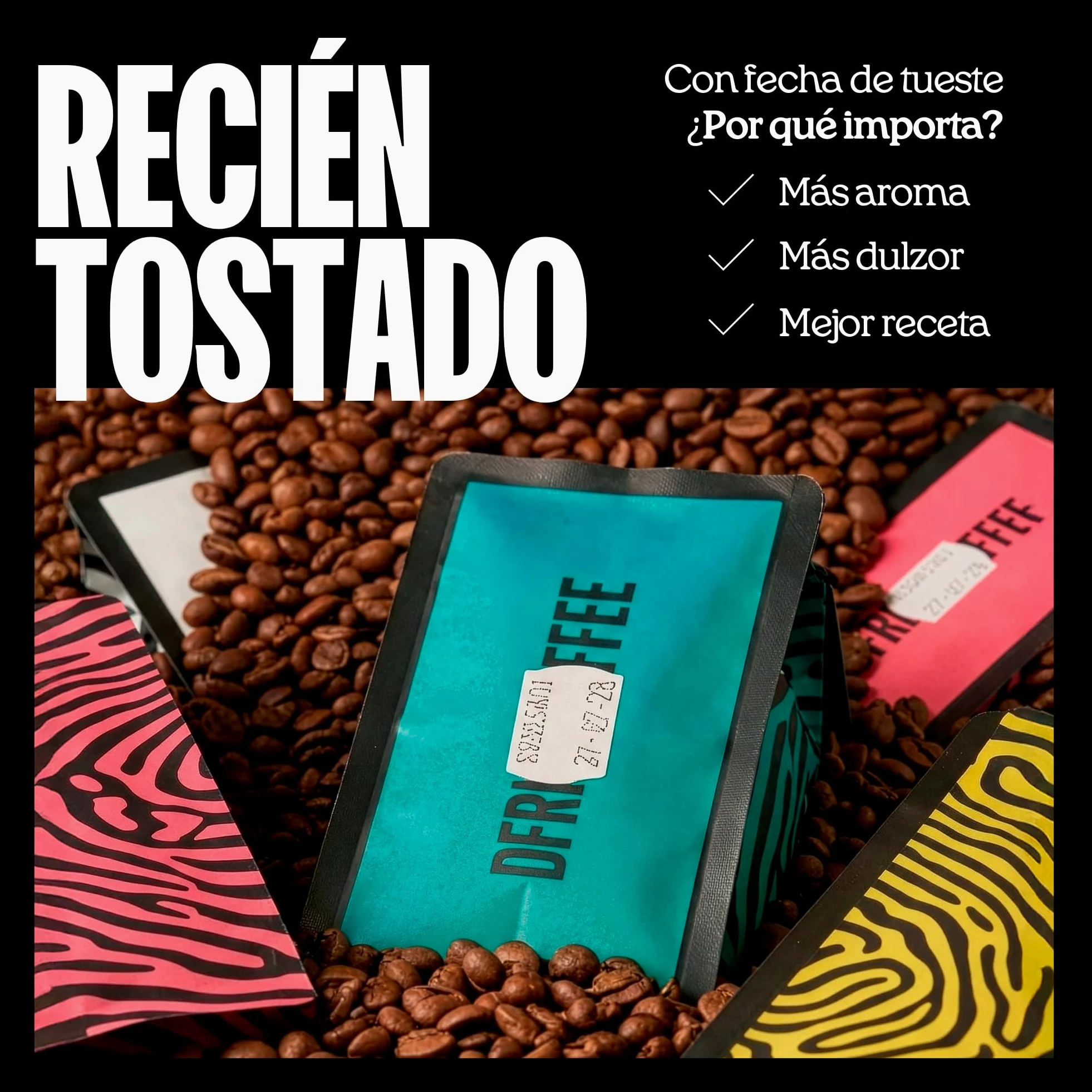 DFRNT. Colombia Espresso 1 kg – Café de Especialidad en Grano (88 Puntos SCA) – Specialty Coffee Beans 100% Arábica – Notas Chocolate y Caramelo – Ideal para Espresso – Tueste Reciente en España