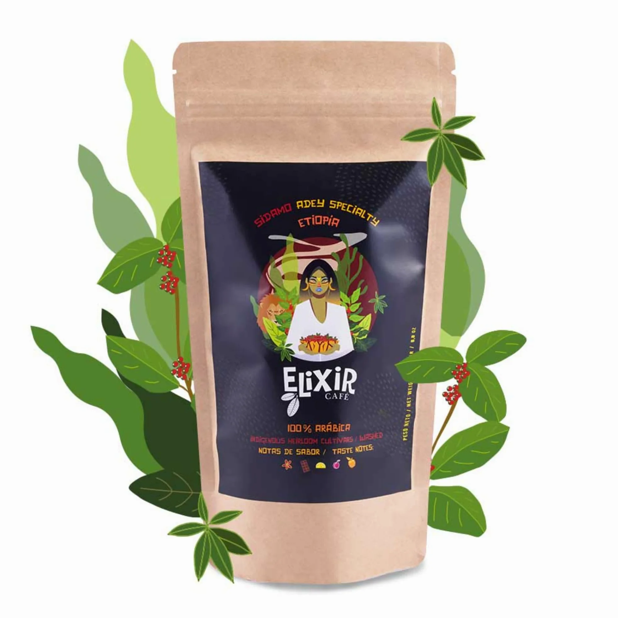 Cafe En Grano Natural 1kg Elixir - Cafe Especialidad Etiopía | Café En Grano 1kg | Café Arabica Etiopía | Intenso 5/5