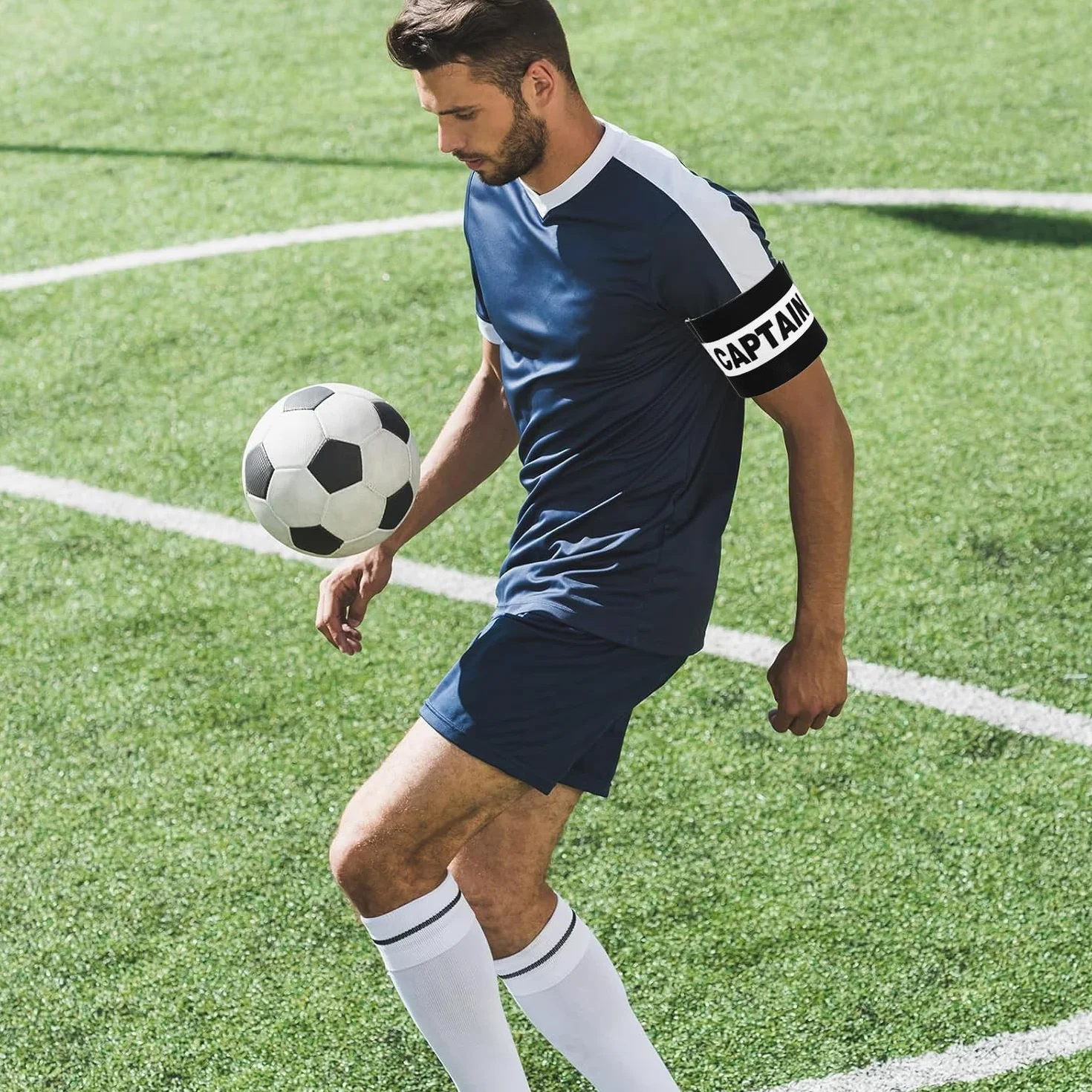 Brazaletes de capitán de fútbol ajustables elásticos ancho 8 cm transpirable paquete 3