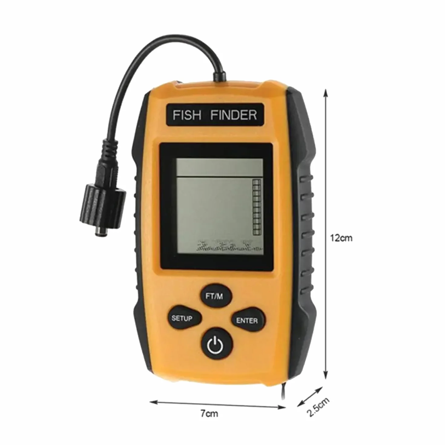 Sonar Buscador de Peces 100 m 45° Cobertura Eco Sonda Alarma Transductor Detector de Pesca Subacuática