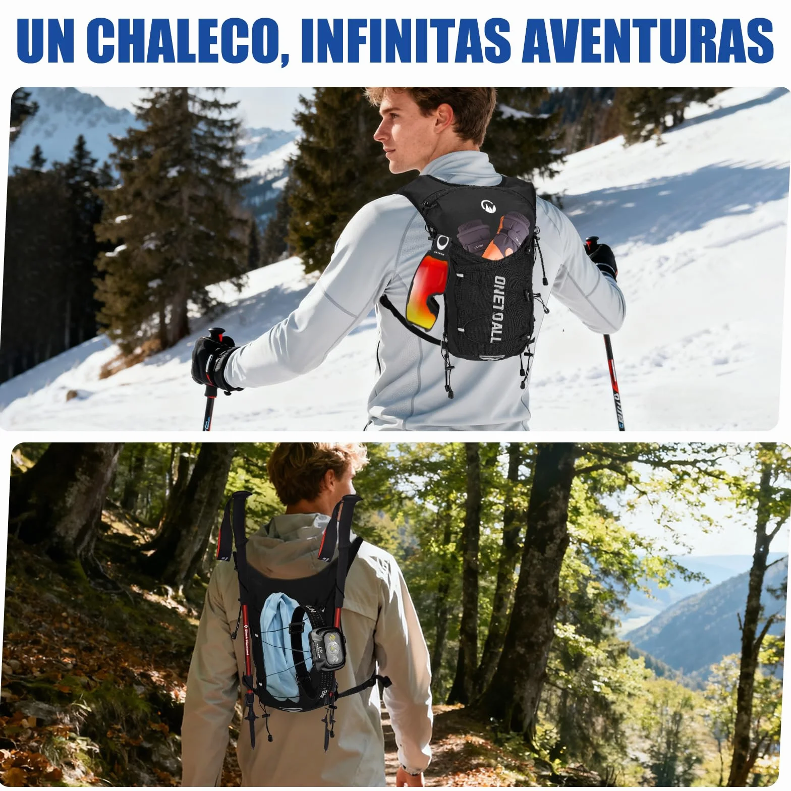 Chaleco Running Hombre Mujer, Mochila Hidratacion Trail con Bolsa Agua 2L, Reflectante