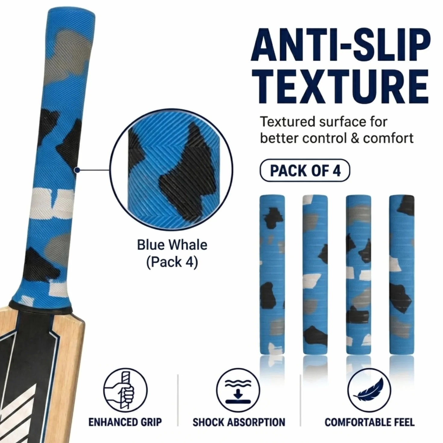 Cricket Bat Grips - Durable Rubber Grips with Soft Feel