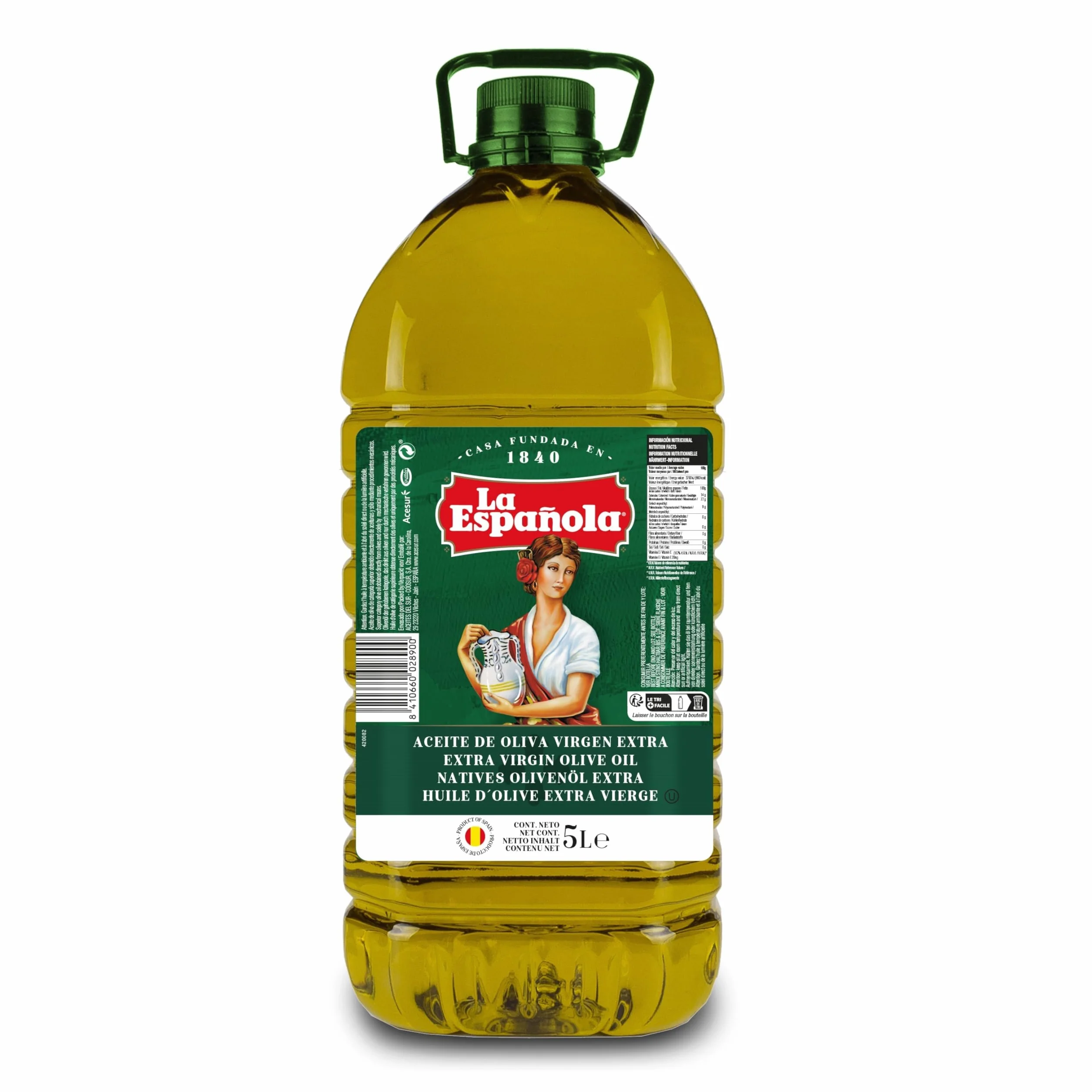 LA ESPAÑOLA Aceite de Oliva Virgen Extra Garrafa 5L AOVE Sabor Equilibrado