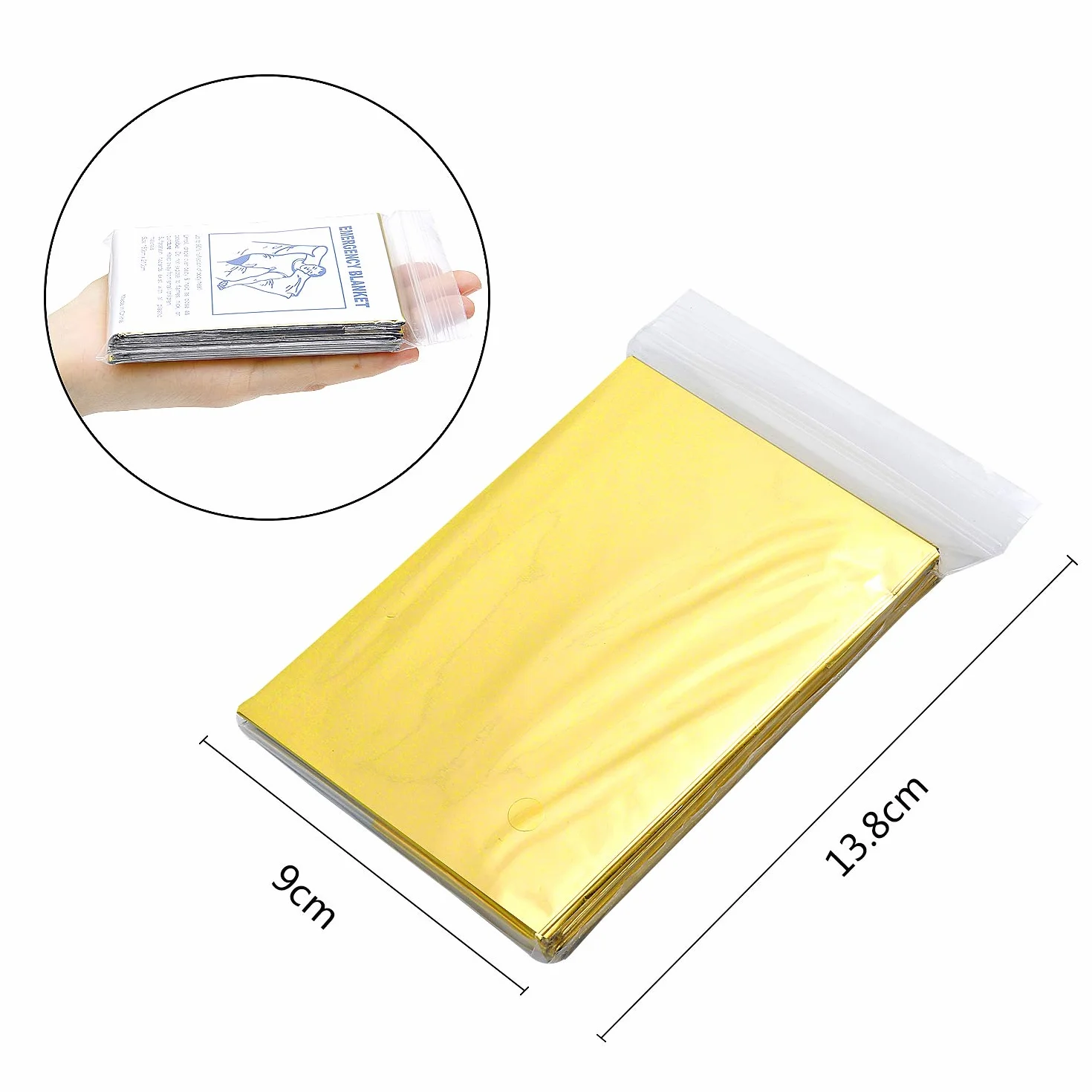 Manta de Aluminio de Emergencia 210x160 cm 6 Piezas Reutilizable
