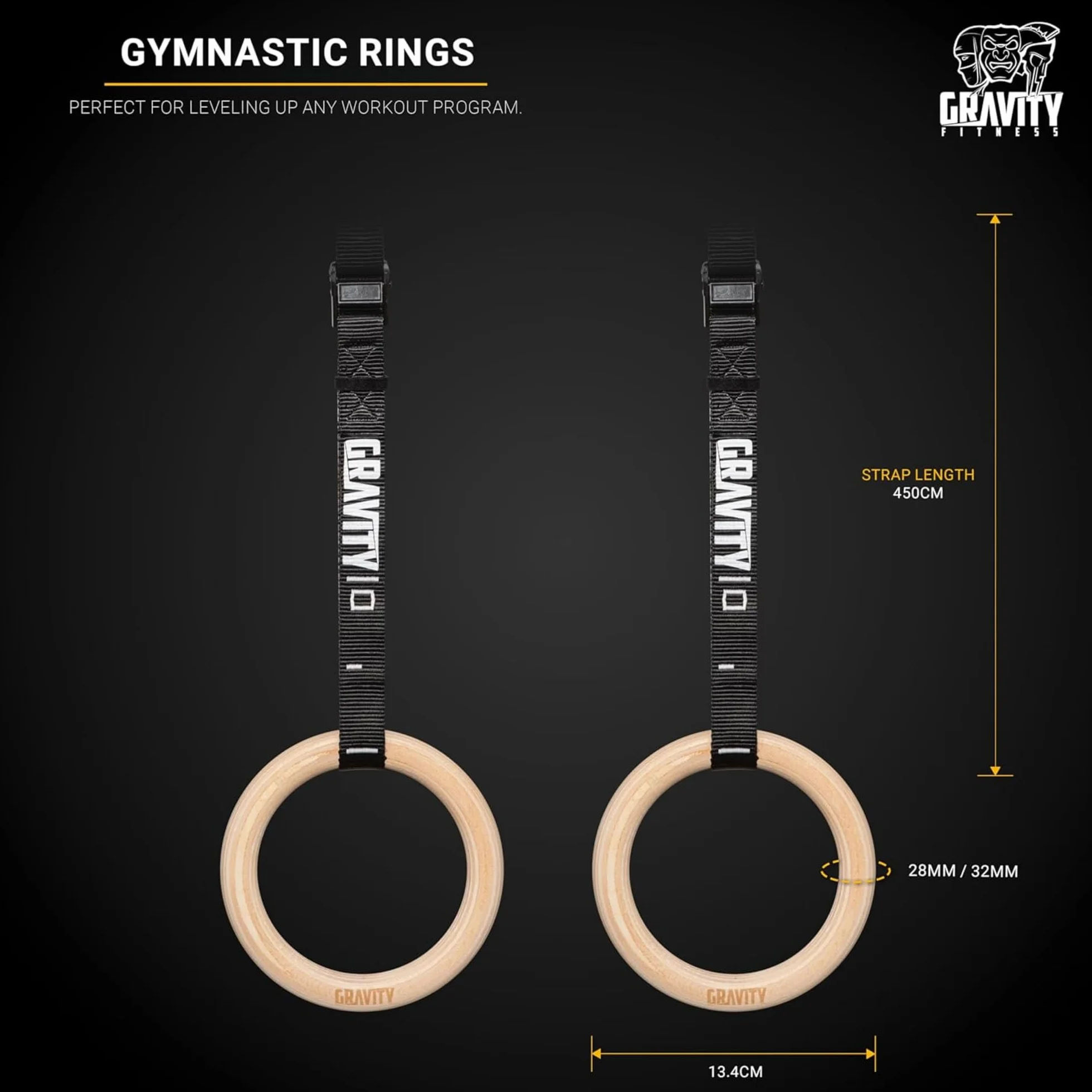 Gravity Fitness Anillos de Gimnasia de Madera