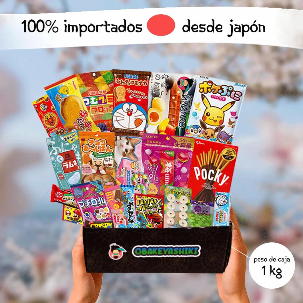 JapanBox Edición Especial Chuches Japonesas Sorpresa Premium Surtido Dulces Caramelos Exóticos Chocolate OBAKEYASHIKI