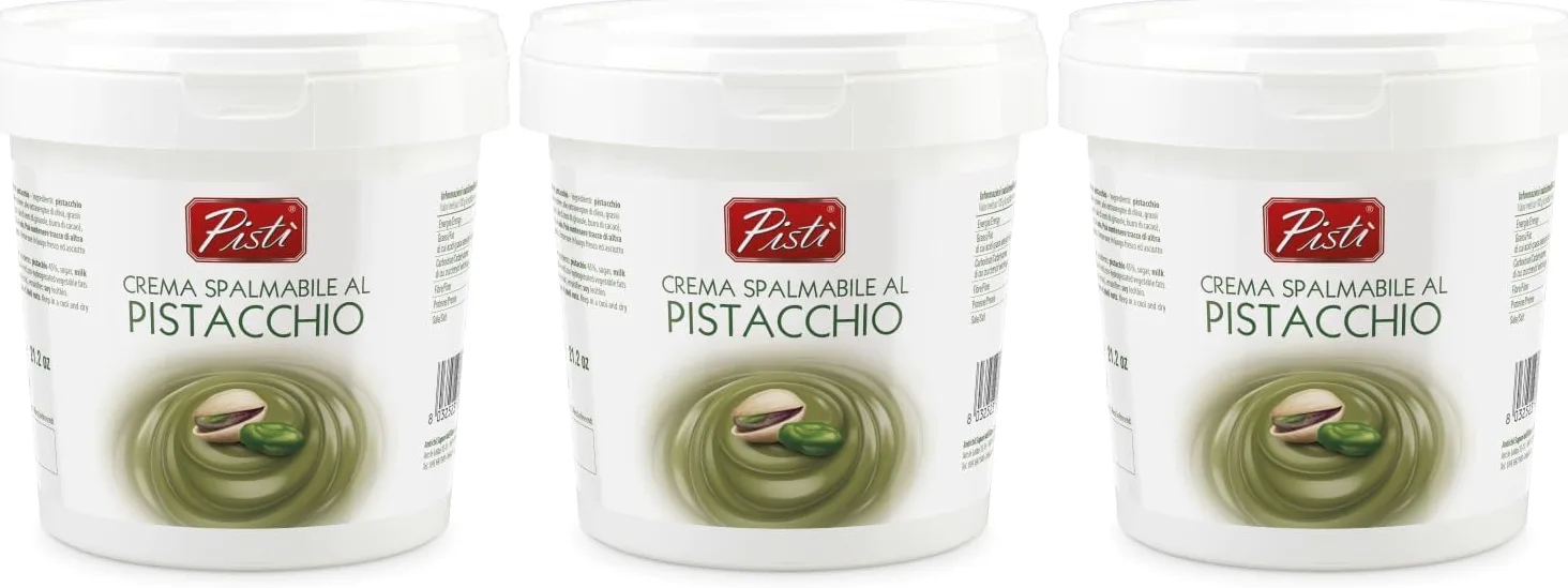 Pistì - Crema Spalmabile al Pistacchio - Con Pistacchi Verdi Selezionati, Lavorazione Artigianale, 100% Naturale - 3 Vasetti da 1 kg