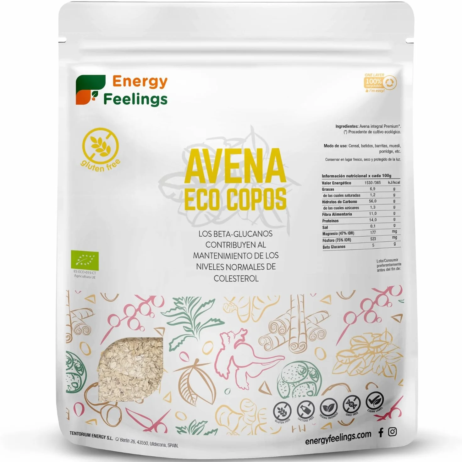 Copos de Avena ECO sin gluten Energy Feelings 500 g